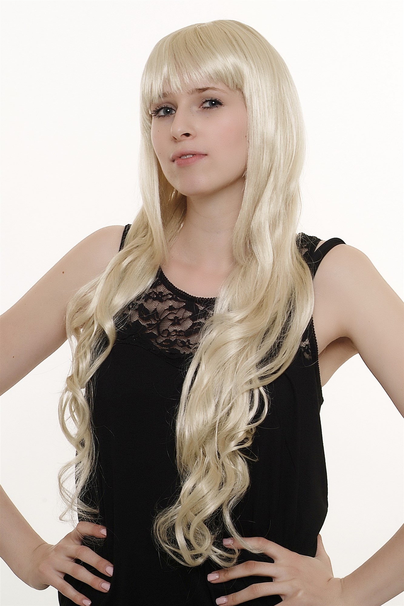 Lady wig fringe bangs very bright blonde platinumcurls wavy slightly curly 3415, view 5, WIG ME UP: Your Perücken Online Shop Quality Wigs, Ladies, platinum blonde, wavy, long