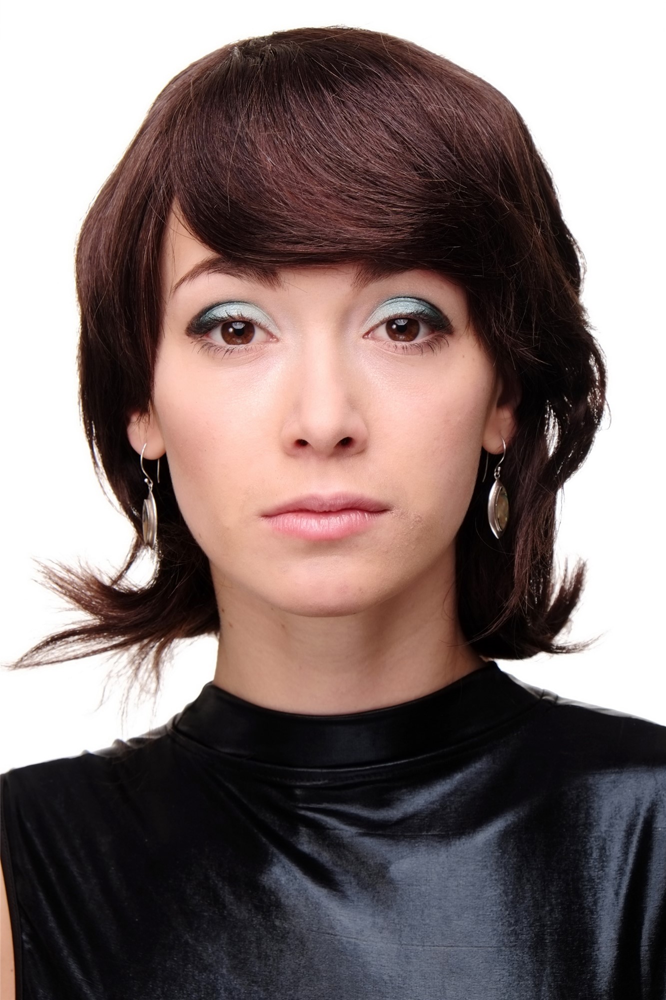 hochwertige Qualitätsperücken, Damenperücke Echthaar Dunkelbraun Wellig Modell: 8943+LH2HH, Vorderansicht, WIG ME UP: Ihr Perücken Online Shop wellige Tressen-Perücke mit Kopfhaut-Imitat 100% Echthaar Braun kurze Haare für Damen
