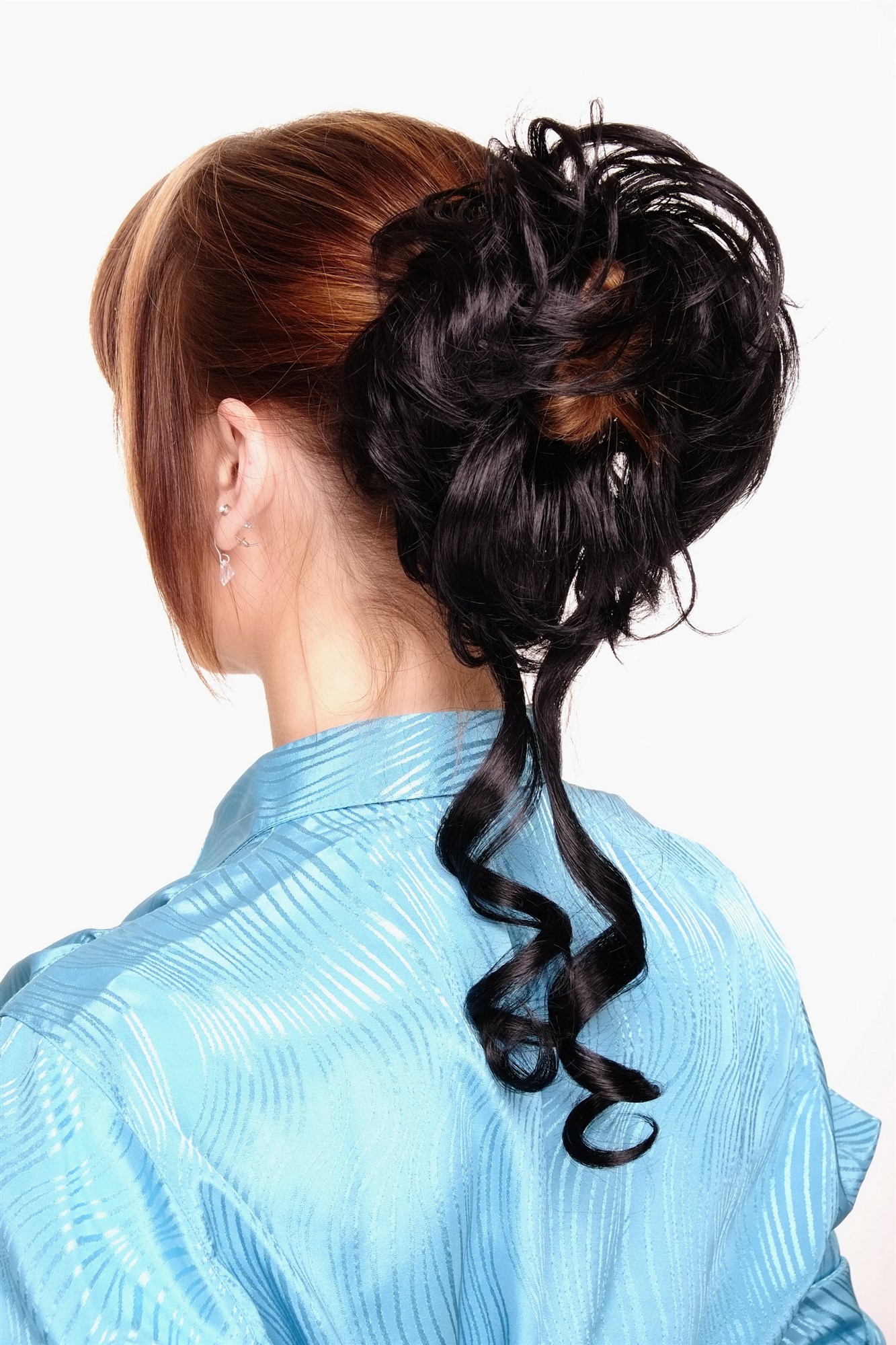 Hair Piece baroque voluminous wild curled scrunchy comb black YZF-3072HT, view 3, WIG ME UP: Your Perücken Online Shop Ponytails, Black, curled, shoulder-length