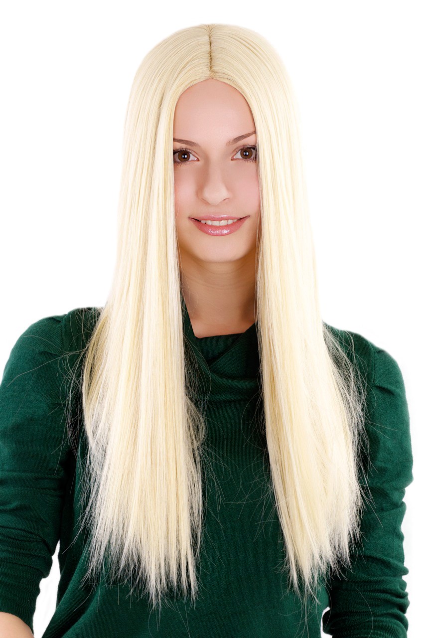 Angelic lady women wig long bright platinum blond middle parting straight 3254, front view, WIG ME UP: Your Perücken Online Shop Quality Wigs, Ladies, Blonde, straight, long