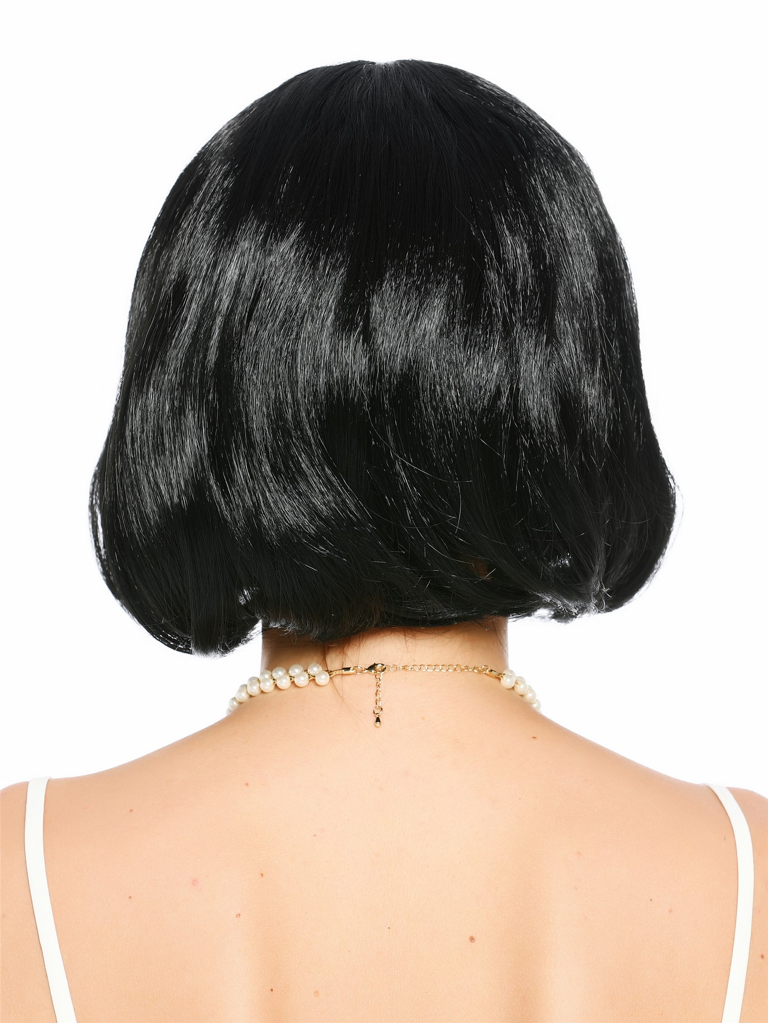 glatte Party-Perücke Schwarz 30 cm lange Perücke für Damen