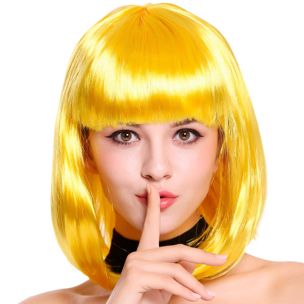 Category image for straight party wigs Yellow shoulder-length long bob women's wig for carnival