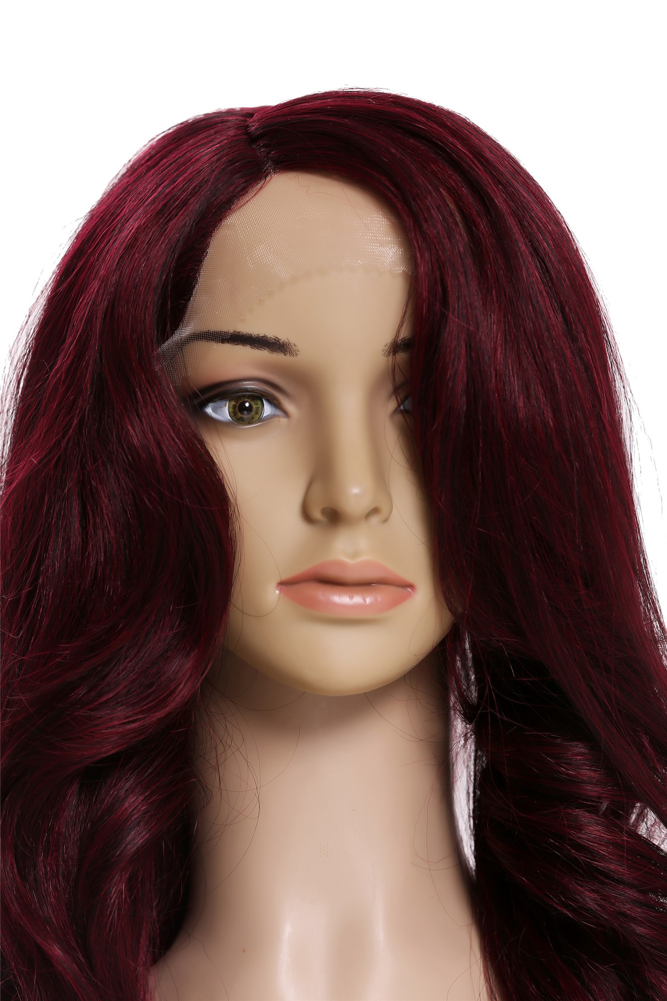 Lady wig long wavy parting lace front monofilament black strreaked red LO1703-MF, view 6, WIG ME UP: Your Perücken Online Shop Quality Wigs, Ladies, black-brown-garnet red mix, wavy, long