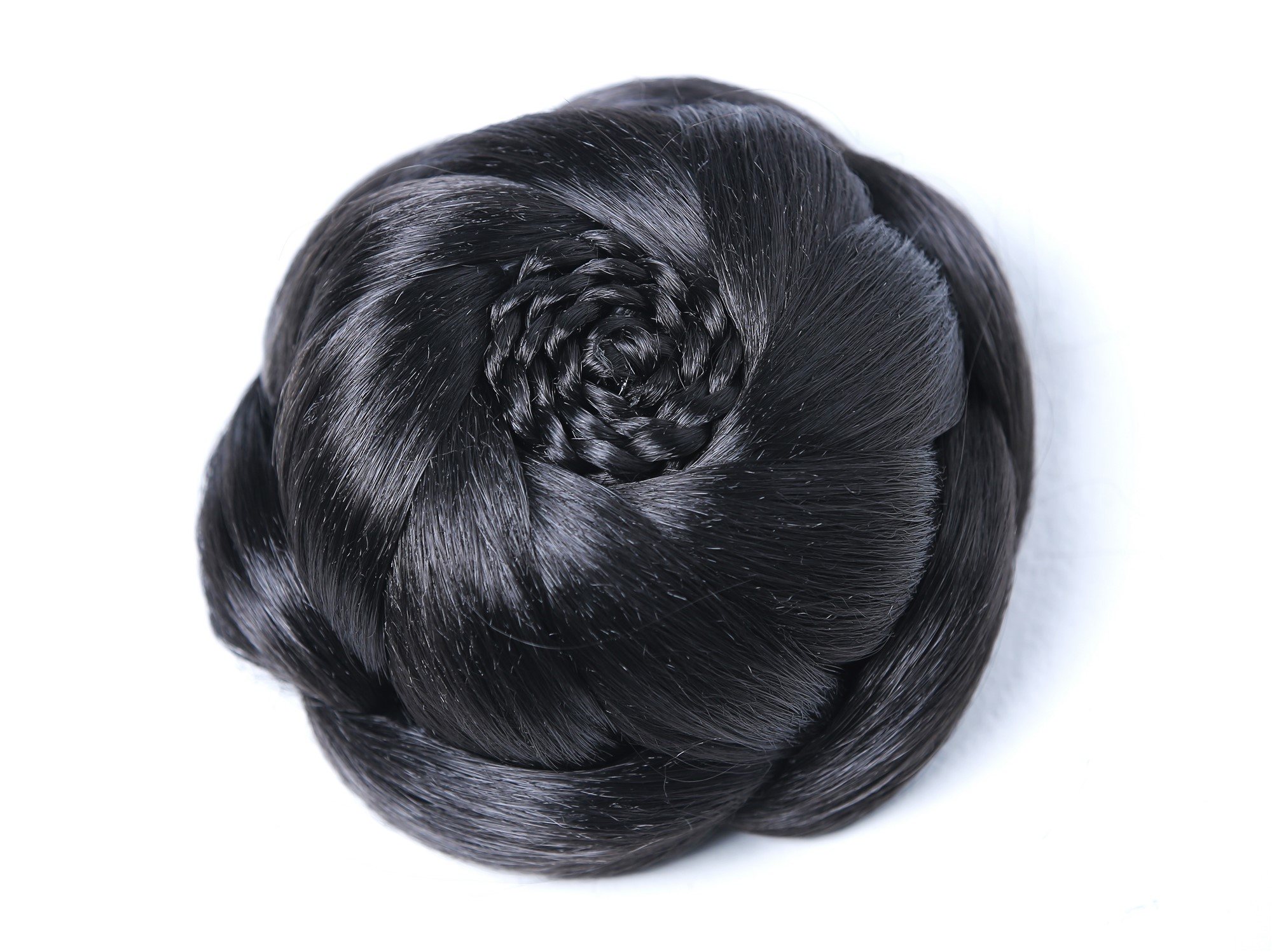 Dutt Haardutt Chignon traditionell geflochten groß Schwarzbraun TYP-1012-2, Ansicht 4, WIG ME UP: Ihr Perücken Online Shop geflochtener Dutt Haarteil Schwarzbraun