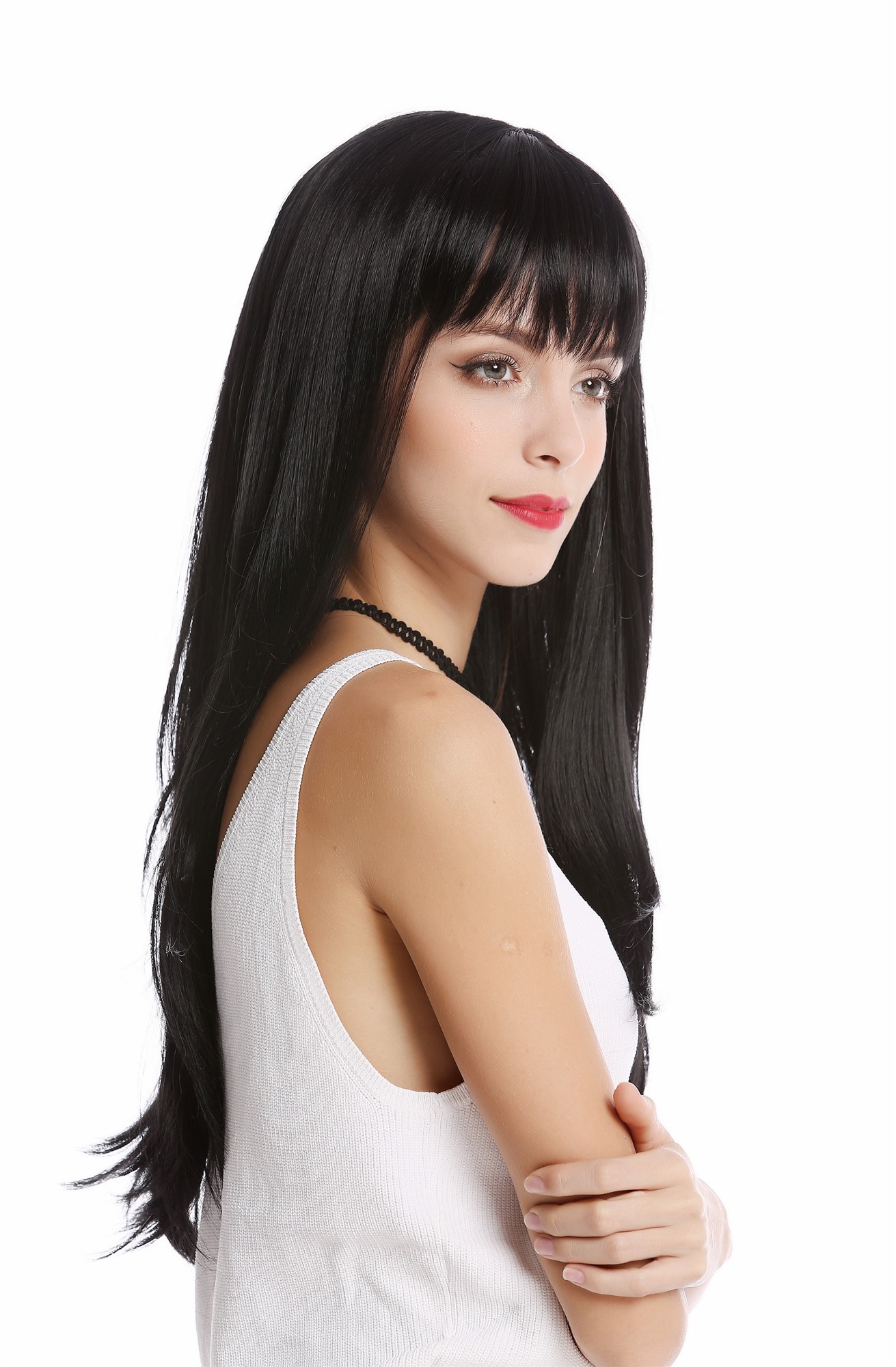 GF-W2274-1 Lady  Wig black long straight sexy bangs, view 4, WIG ME UP: Your Perücken Online Shop Quality Wigs, Ladies, Black, straight, long