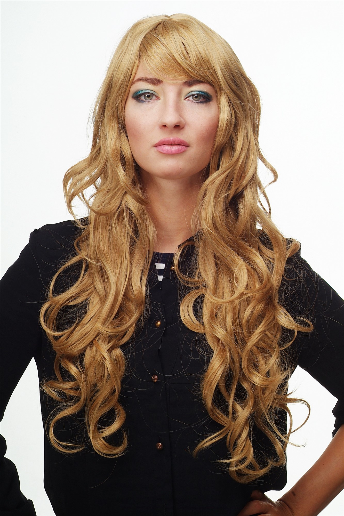 hochwertige Qualitätsperücken, Perücke lang wallendes Haar wellig leicht lockig Goldblond Blond 9204S-24B, Ansicht 5, WIG ME UP: Ihr Perücken Online Shop lockige Tressen-Perücke mit Kopfhaut-Imitat Goldblond lange Haare für Damen