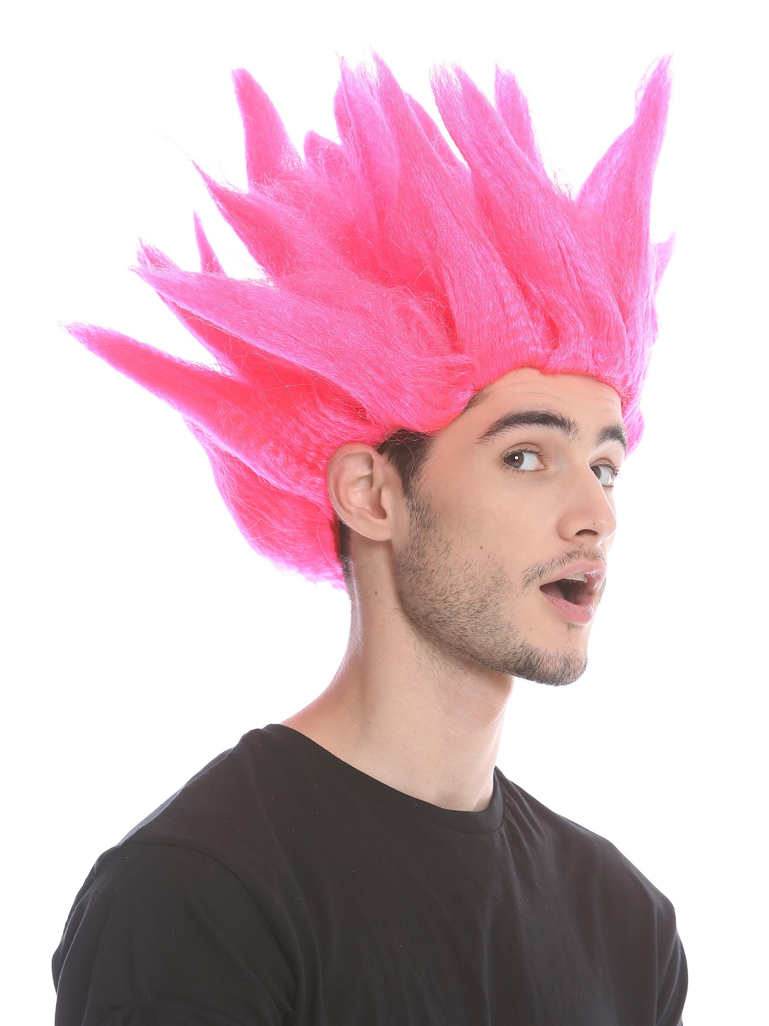 Lady Gents Man Party Wig Demon Flower Fairy Pixie pink teased high 91062, view 5, WIG ME UP: Your Perücken Online Shop Party Wig, Unisex, Pink, wavy, short