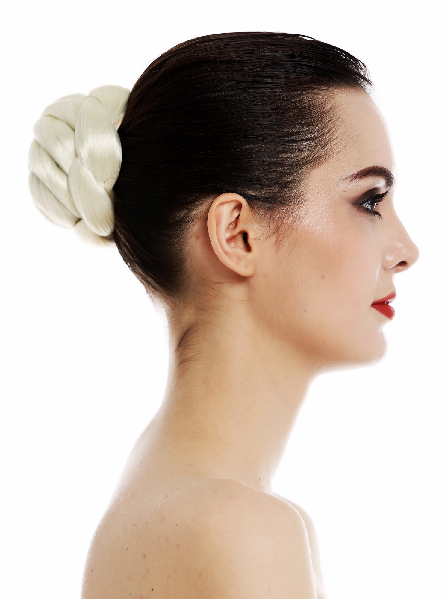 Dutt Haardutt Haarknoten Chignon aufwendig geflochten Lichtblond Platinblond HYD-0046-613, Ansicht 3, WIG ME UP: Ihr Perücken Online Shop geflochtener Dutt Haarteil Platinblond