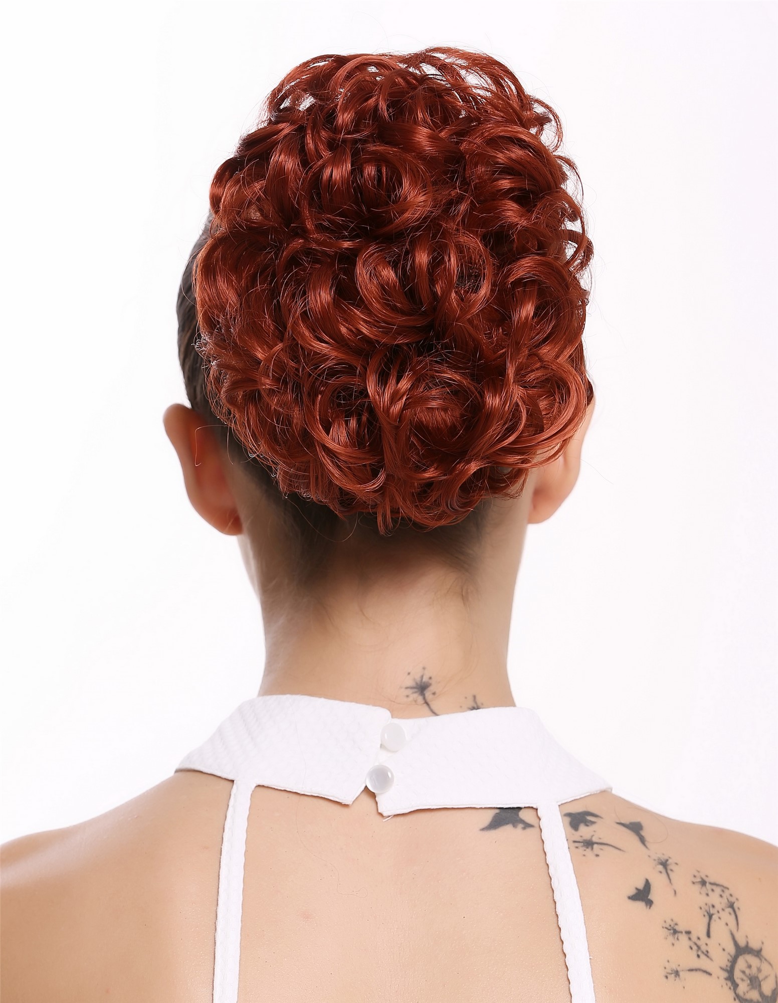 Dutt Locken Volumen Zopf kurz Rot Q0147-350, Ansicht 2, WIG ME UP: Ihr Perücken Online Shop lockiger Dutt Haarteil Kupferrot