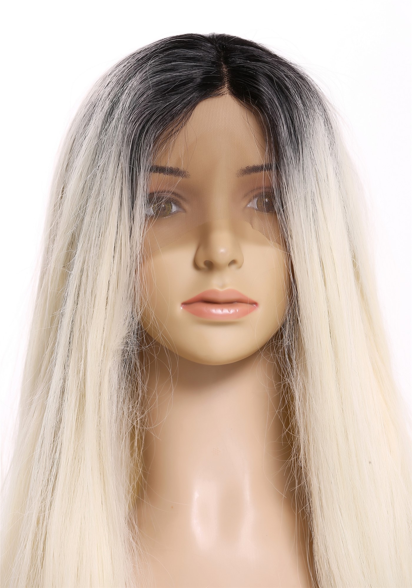 Lady wig lace front mono middle parting long straight ombre black blonde RSK-01, view 5, WIG ME UP: Your Perücken Online Shop Quality Wigs, Ladies, Black,Blonde, wavy, very long