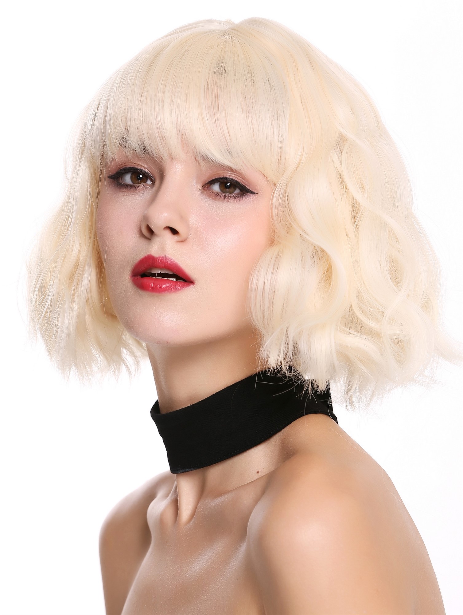 Lady wig short fringe long-bob voluminous wild wavy waved bright blonde DL-052, view 3, WIG ME UP: Your Perücken Online Shop Quality Wigs, Ladies, light blonde, wavy, short