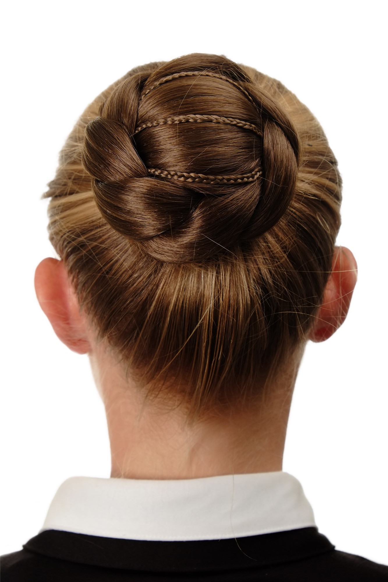 Dutt Haarknoten aufwendig geflochten Goldbraun N672-12, Vorderansicht, WIG ME UP: Ihr Perücken Online Shop geflochtener Dutt Haarteil Goldbraun
