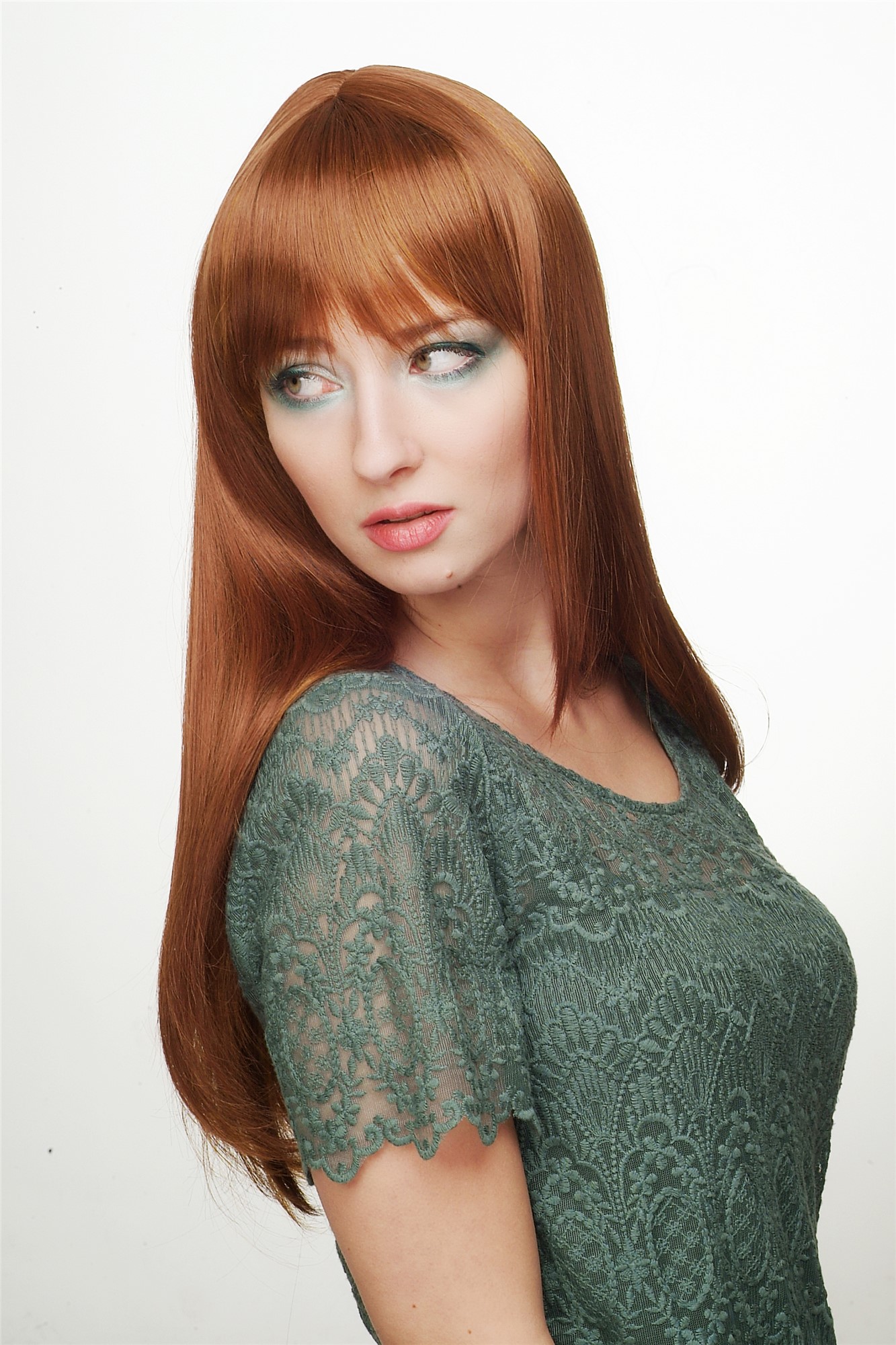 Quality Wigs, Ladies, reddish brown and dark golden blonde, straight, long