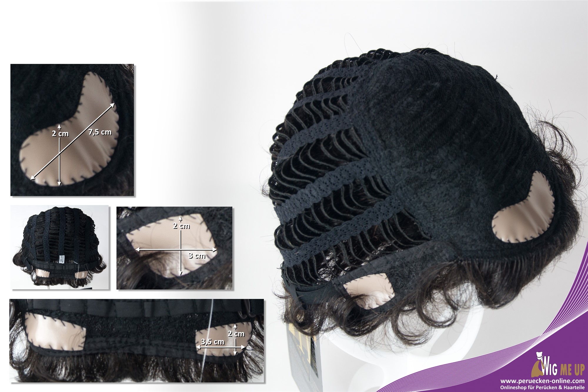 hochwertige Qualitätsperücken, Perücke Echthaar Herren Damen kurz Tolle Schwarzbraun ungefärbt B-HH-12-0, Ansicht 5, WIG ME UP: Ihr Perücken Online Shop wellige Tressen-Perücke mit Klebeflächen 100% Echthaar natur, ungefärbt kurze Haare für Unisex