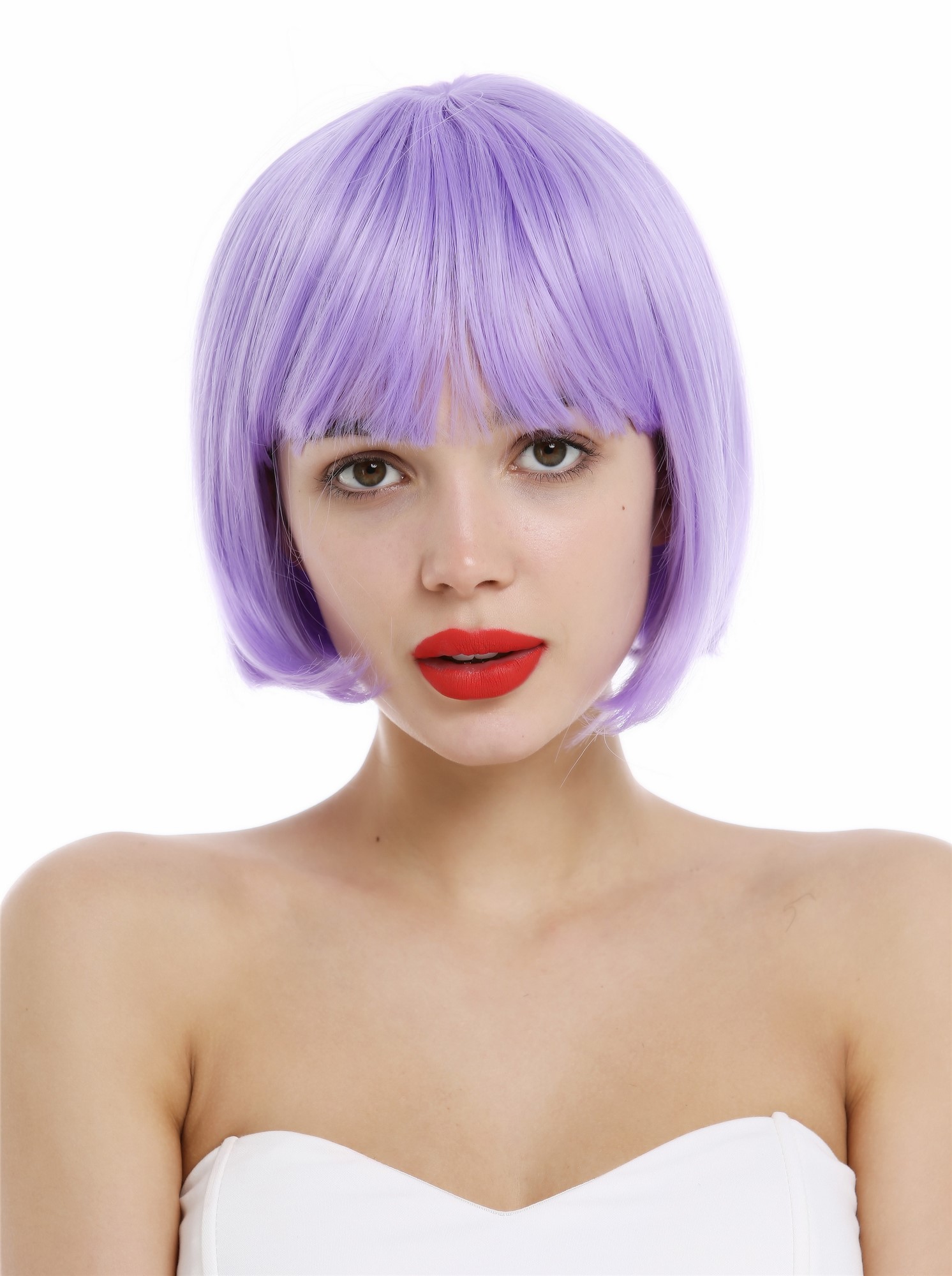 Short Lady Wig classy classic Bob style straight bangs sleek purple VK-4, view 2, WIG ME UP: Your Perücken Online Shop Quality Wigs, Ladies, light violet, straight, short