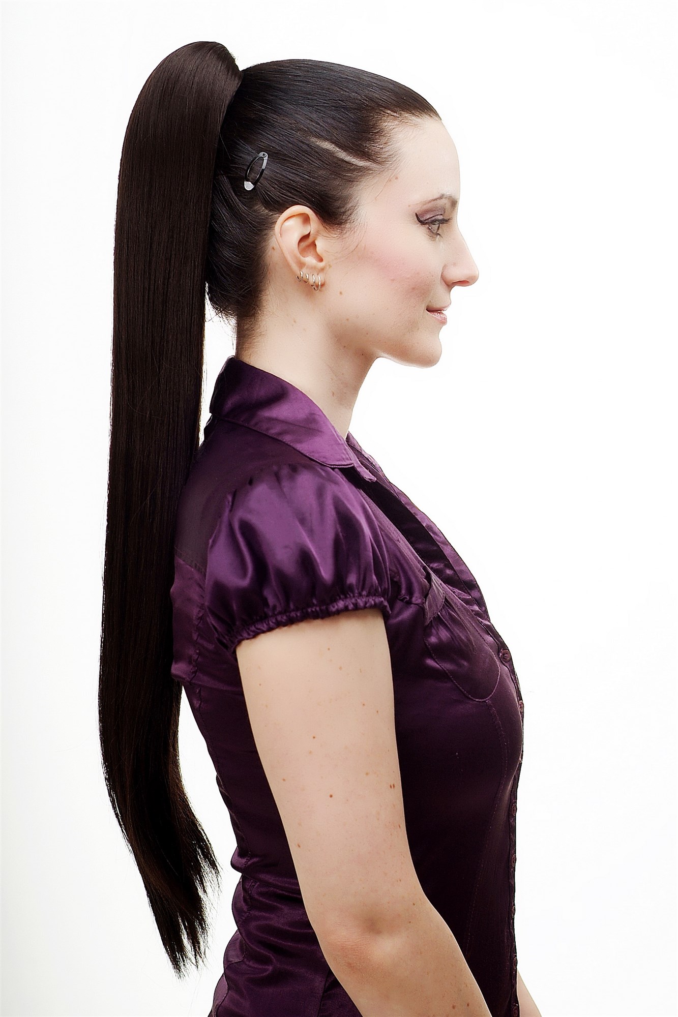 Hairpiece PONYTAIL with Claw Clamp/Clip extremely long straight & smooth dark brown T113-4 70 cm, view 4, WIG ME UP: Your Perücken Online Shop Ponytails, dark brown, straight, long