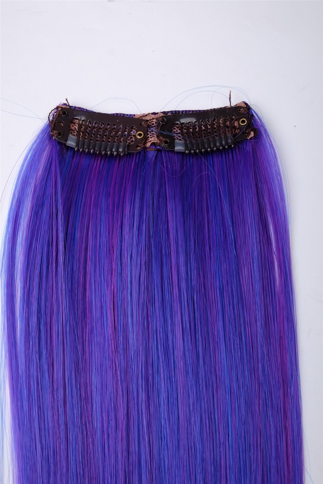 2 Clips Extension Strähne glatt 45 cm Violett-Blau-Mix YZF-P2S18-T2420TTF2517, Ansicht 3, WIG ME UP: Ihr Perücken Online Shop glatte Extensions Violett-Blau-Mix 45 cm lang