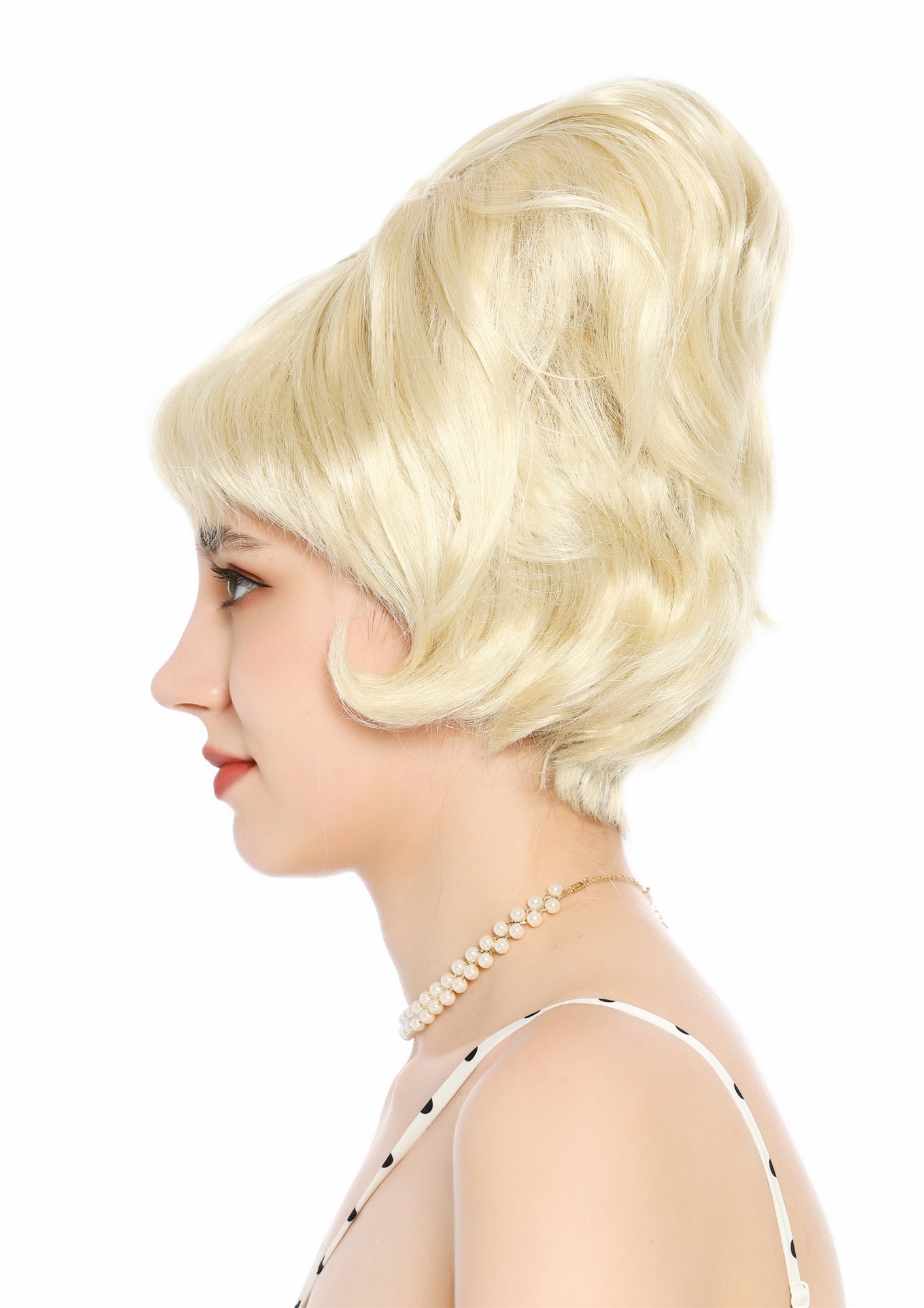 Perücke Damen Retro Vintage 50er 60er Beehive hochtoupiert Hellblond Platinblond DW3436-613
