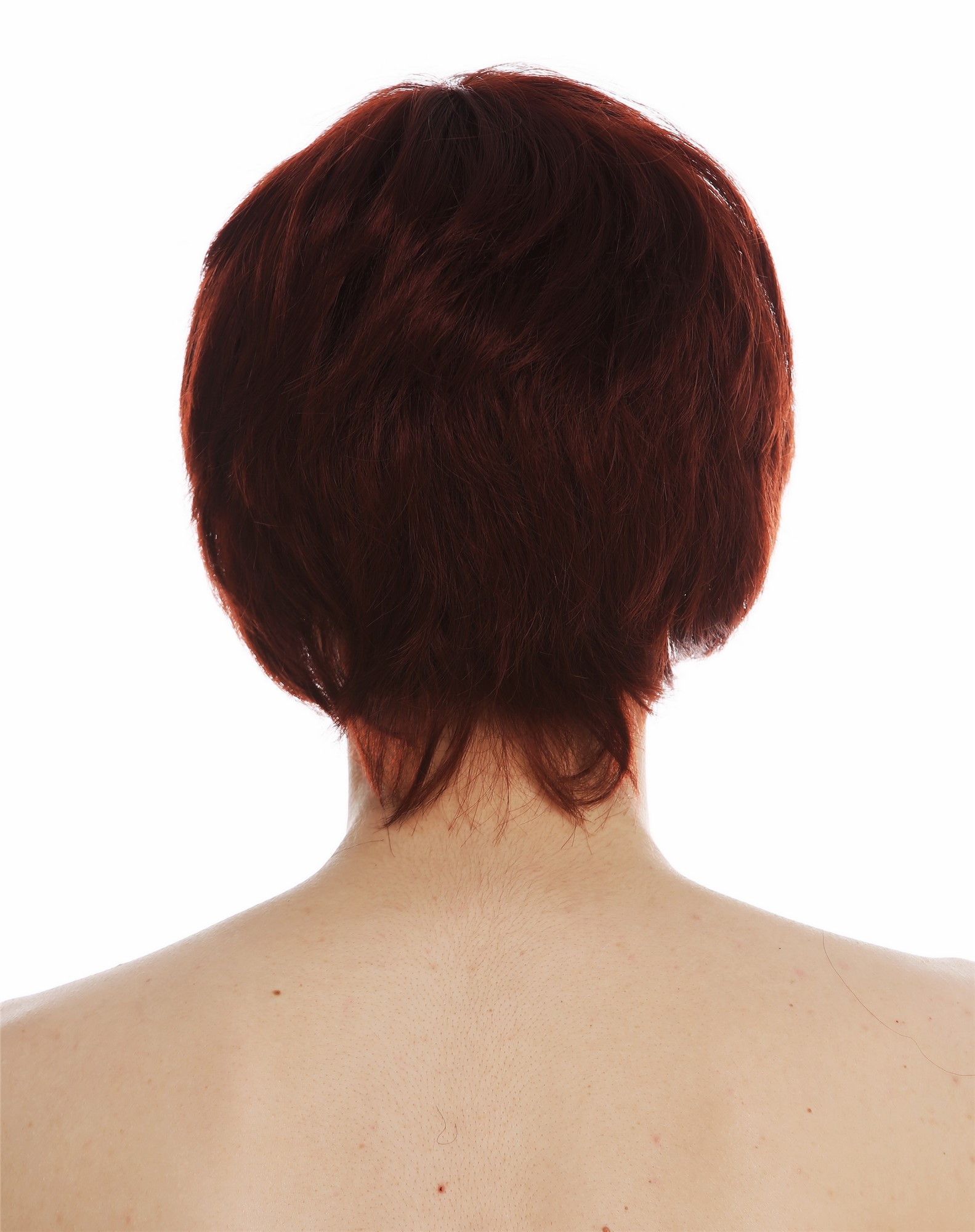 hochwertige Qualitätsperücken, Perücke Voll Mono handgeknüpft Pixie Bubikopf Rot Rotbraun DW-1682-FHT-131, Ansicht 6, WIG ME UP: Ihr Perücken Online Shop glatte Tressen-Perücke Rotbraun kurze Haare für Unisex