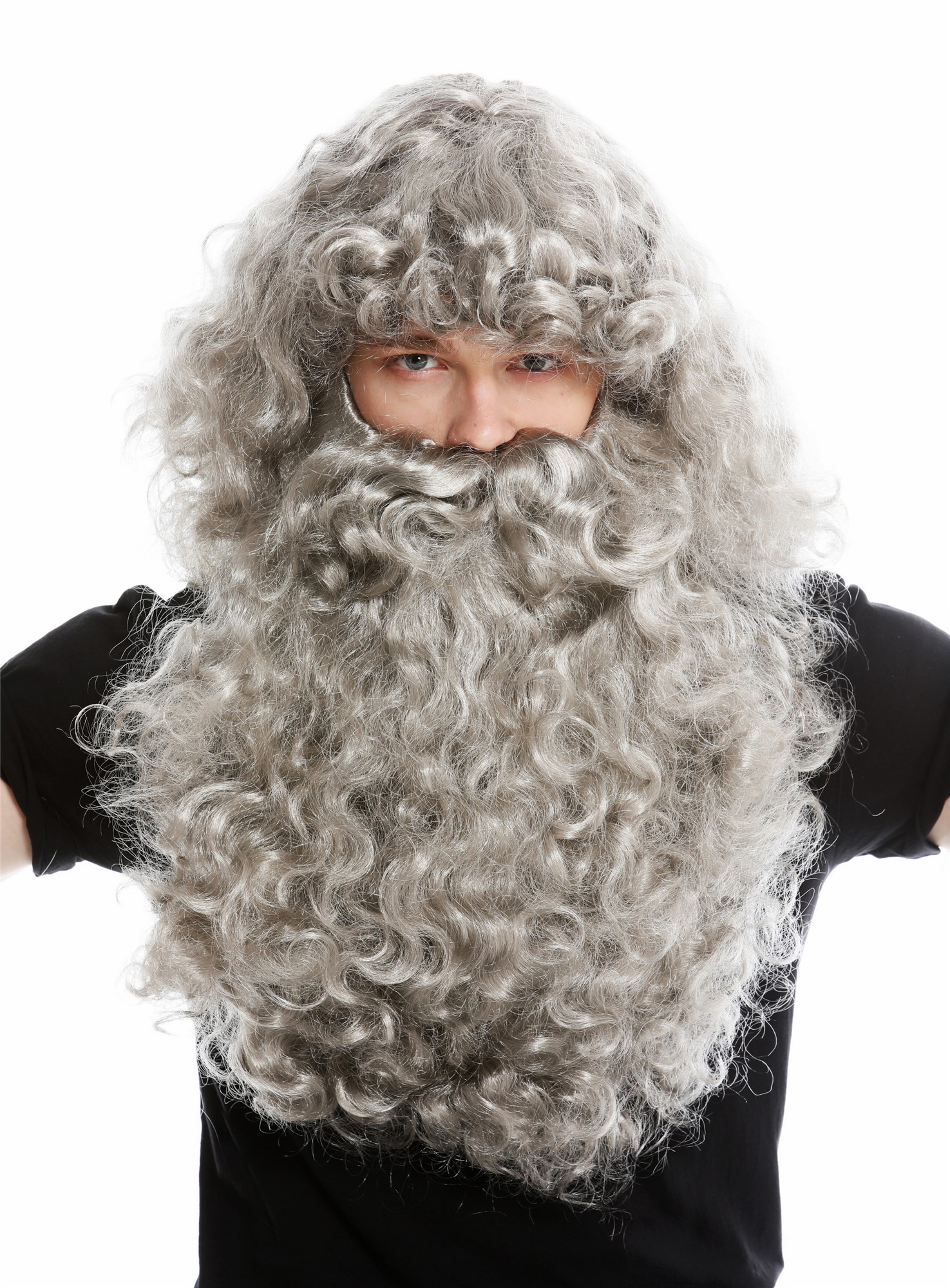 Party Wig, Men, silver gray, curled, short