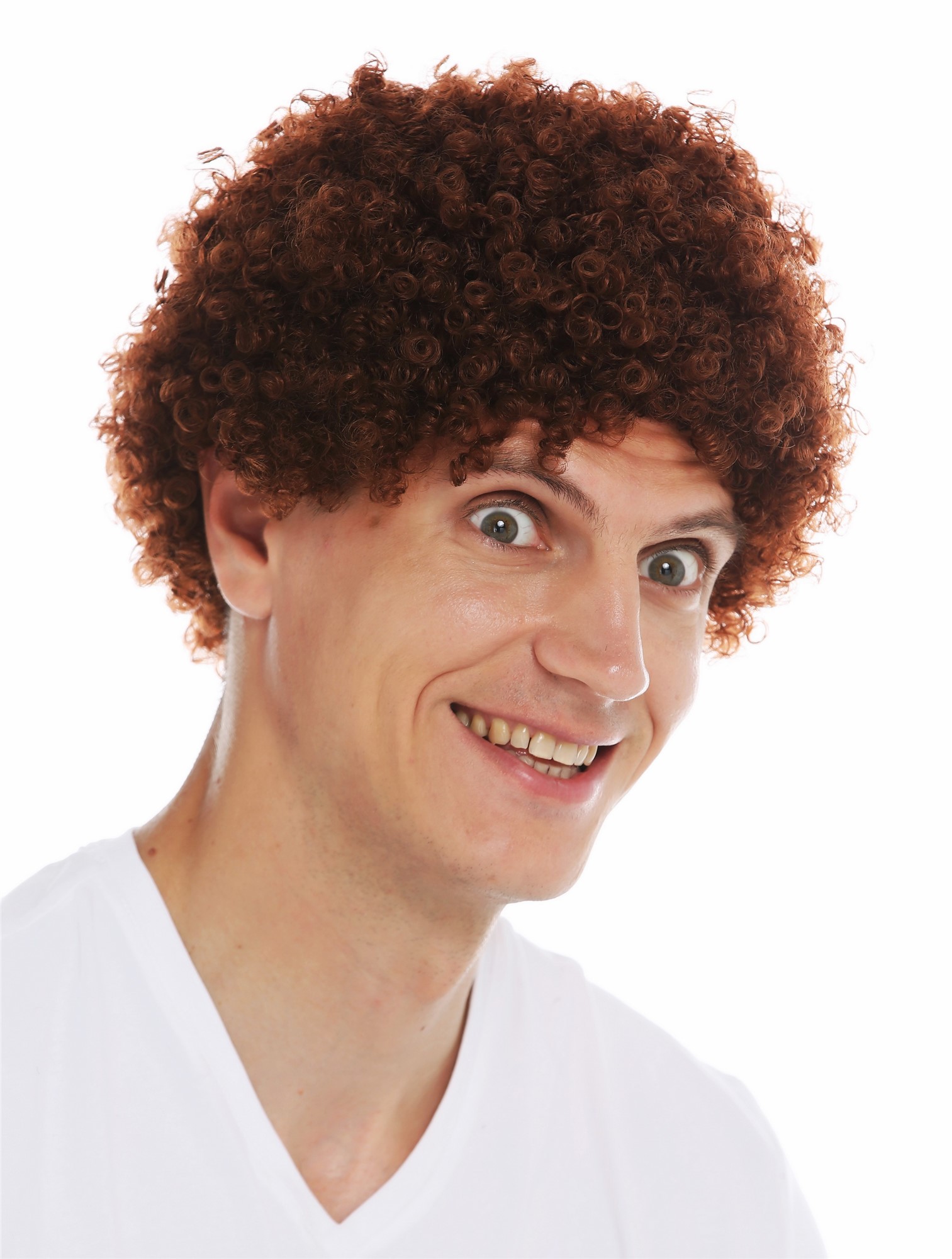 Wig carnival men women short afro frizzy curly brown reddish brown MMAM-9M, view 3, WIG ME UP: Your Perücken Online Shop Party Wig, Unisex, reddish brown, curled, short