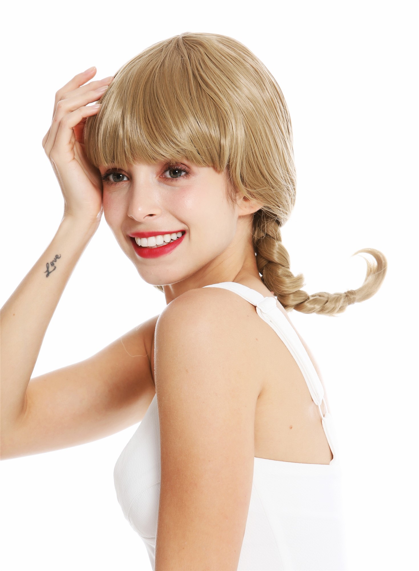 Quality Wigs, Ladies, golden blonde, Braided, shoulder-length