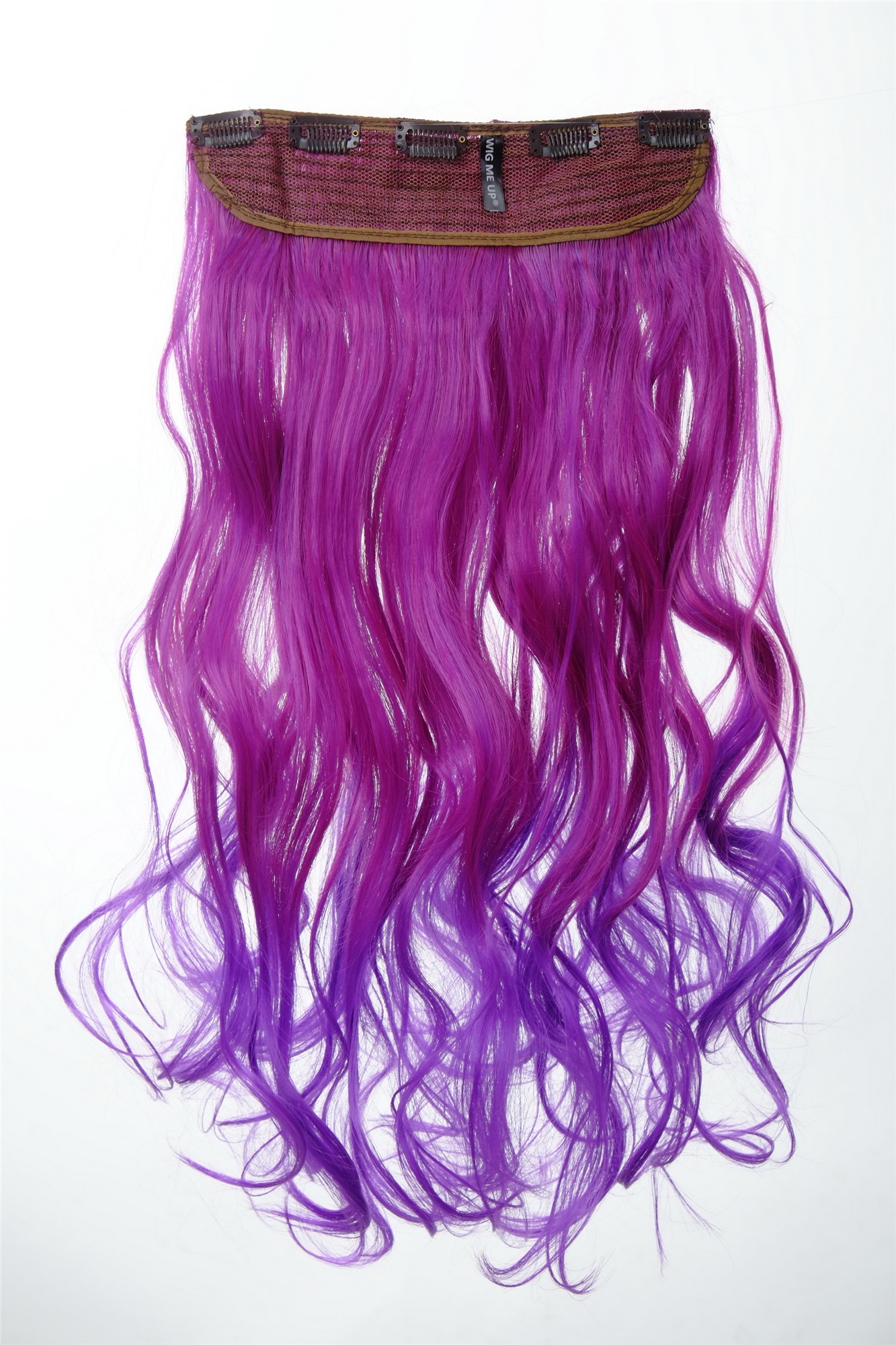 5 Clip-In Extension lockig Ombre Lila Rosa-Neonviolett-Mix YZF-3180P-T2356TT3533, Ansicht 2, WIG ME UP: Ihr Perücken Online Shop lockige Halbperücke Dunkelrosa-Neonviolett-Mix 50 cm lang