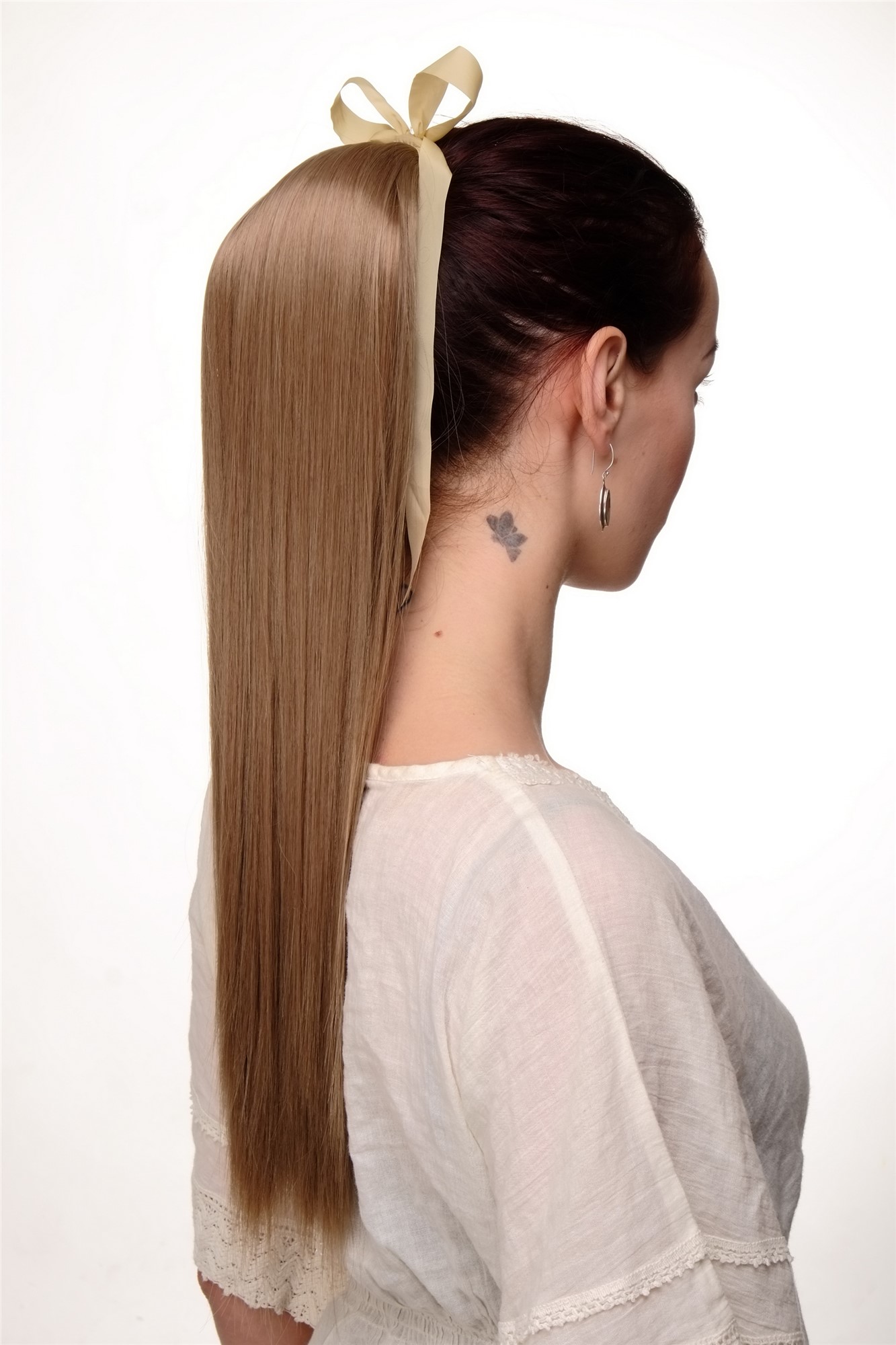 hochwertiges Haarteil glatt lang Befestigung mit Bändchen & Klammer Honigblond C9429-15, Ansicht 2, WIG ME UP: Ihr Perücken Online Shop glattes Zopf-Haarteil Honigblond 60 cm lang