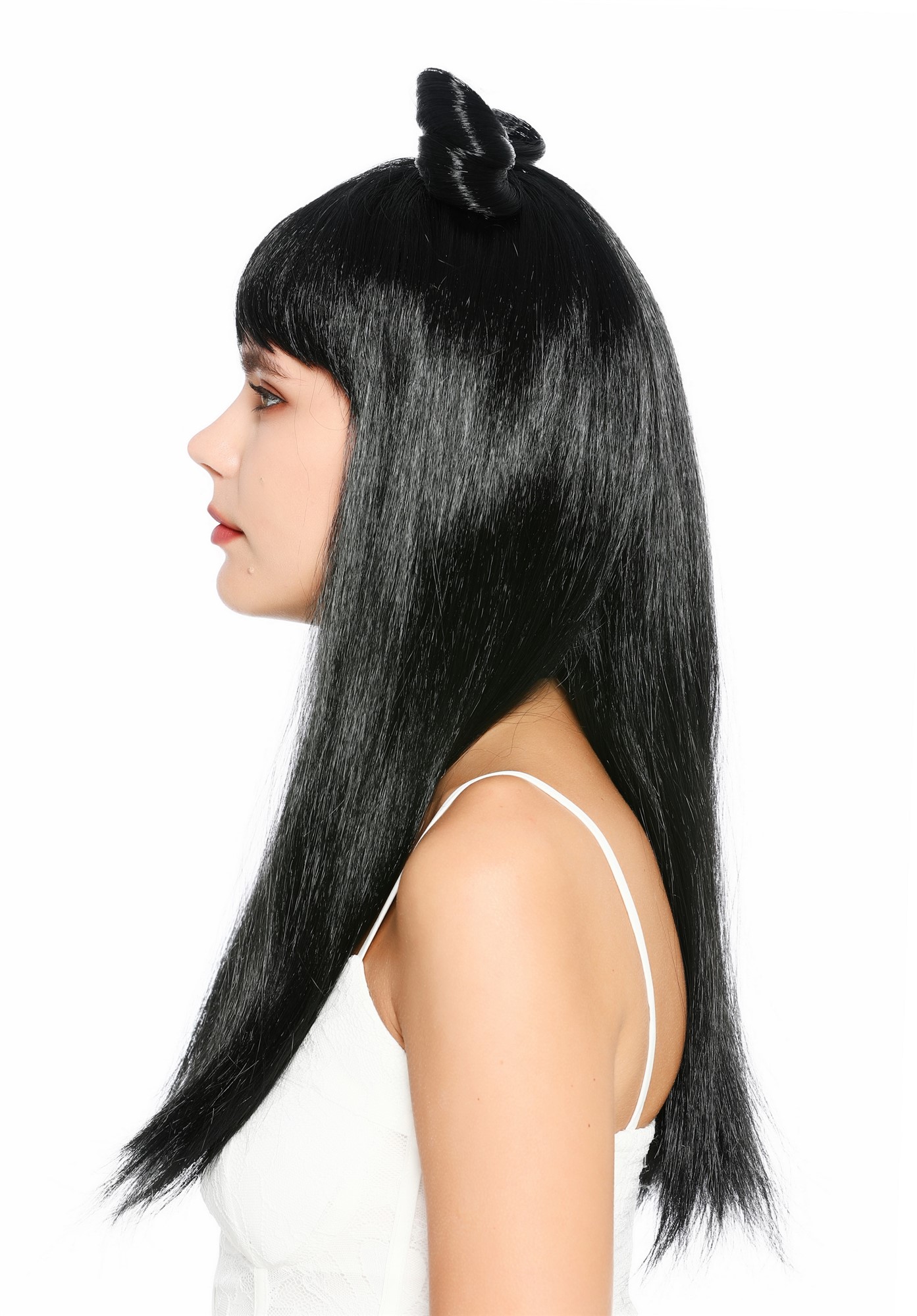 glatte Party-Perücke Schwarz 60 cm lange Perücke für Damen