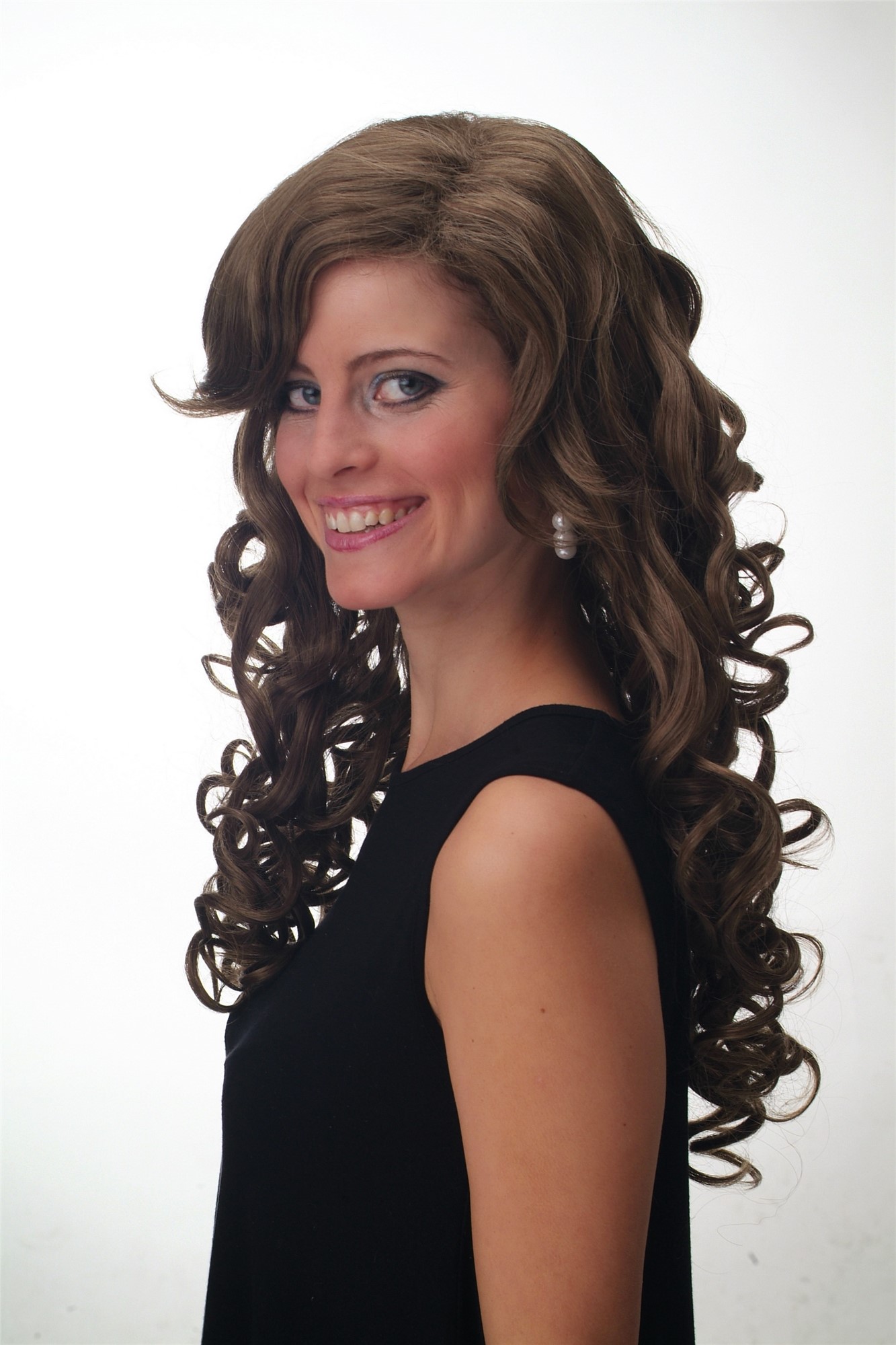 Stunning Lady wig very long lush curls curled parting brown dark blond mix F2331, view 2, WIG ME UP: Your Perücken Online Shop Quality Wigs, Ladies, medium brown-blonde mix, curled, long