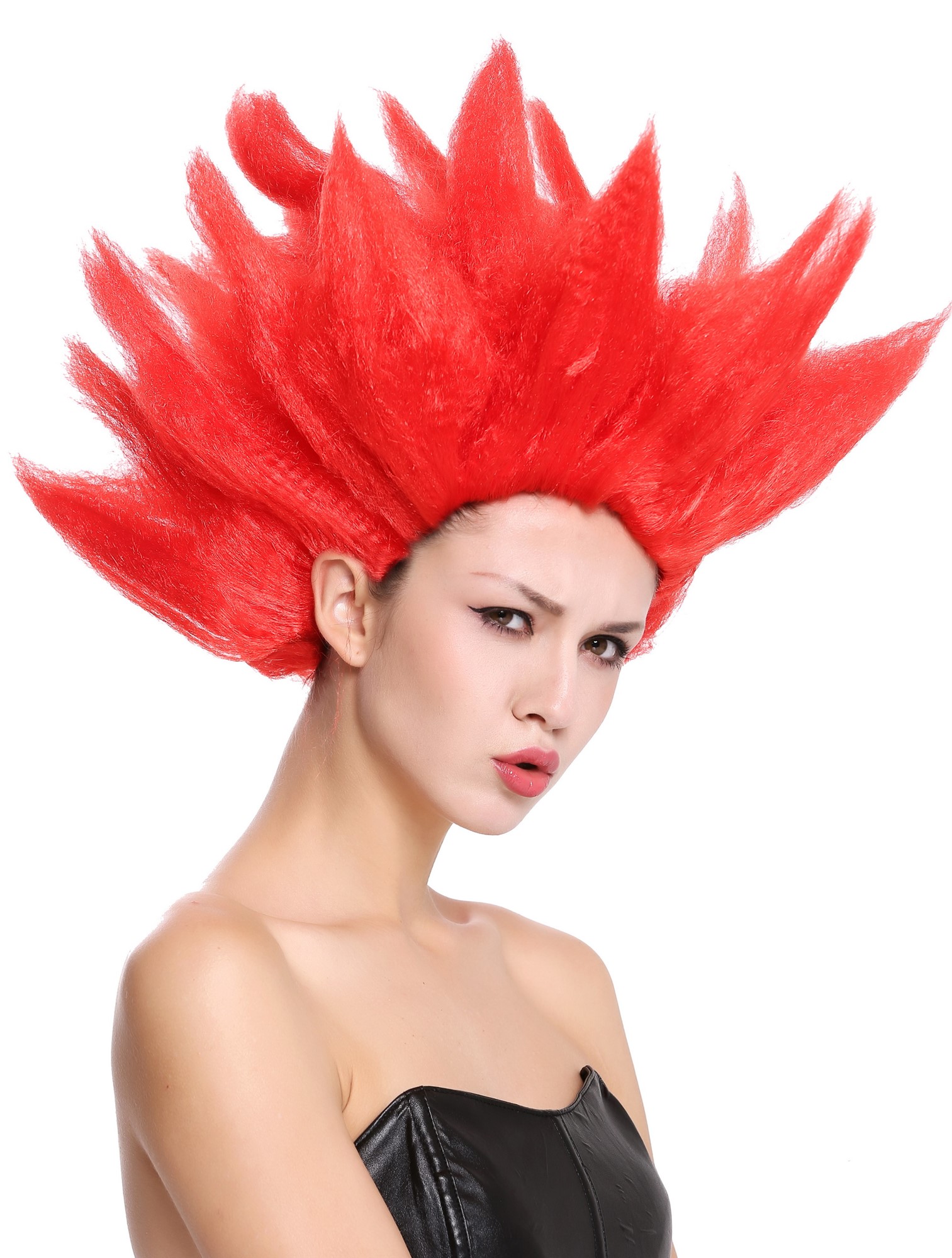 Lady Gents Man Party Wig Demon Devil Flower Fairy Fire red teased high 91062, view 7, WIG ME UP: Your Perücken Online Shop Party Wig, Unisex, Red, wavy, short