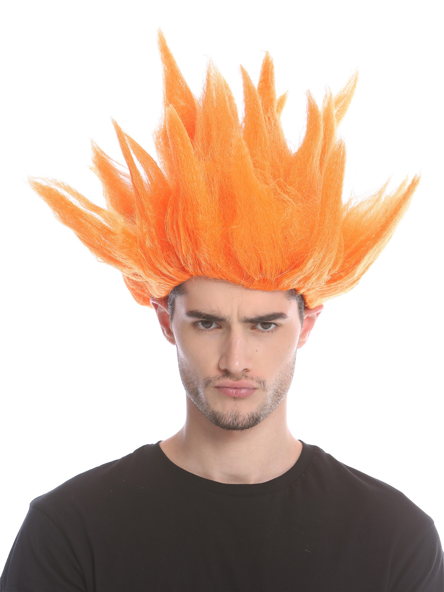 Lady Gents Man Party Wig  Demon Devil Flower Fairy Fire orange teased high 91062, view 5, WIG ME UP: Your Perücken Online Shop Party Wig, Unisex, Orange, wavy, short