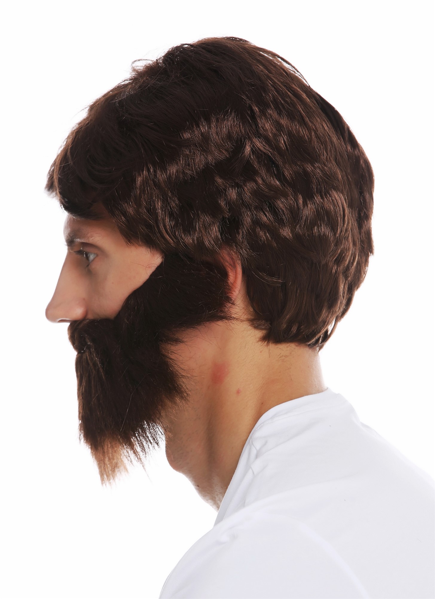 Wig and Beard set carnival Halloween men brown wild messy scruffy 31998, view 4, WIG ME UP: Your Perücken Online Shop Party Wig, Men, medium brown, wavy, short