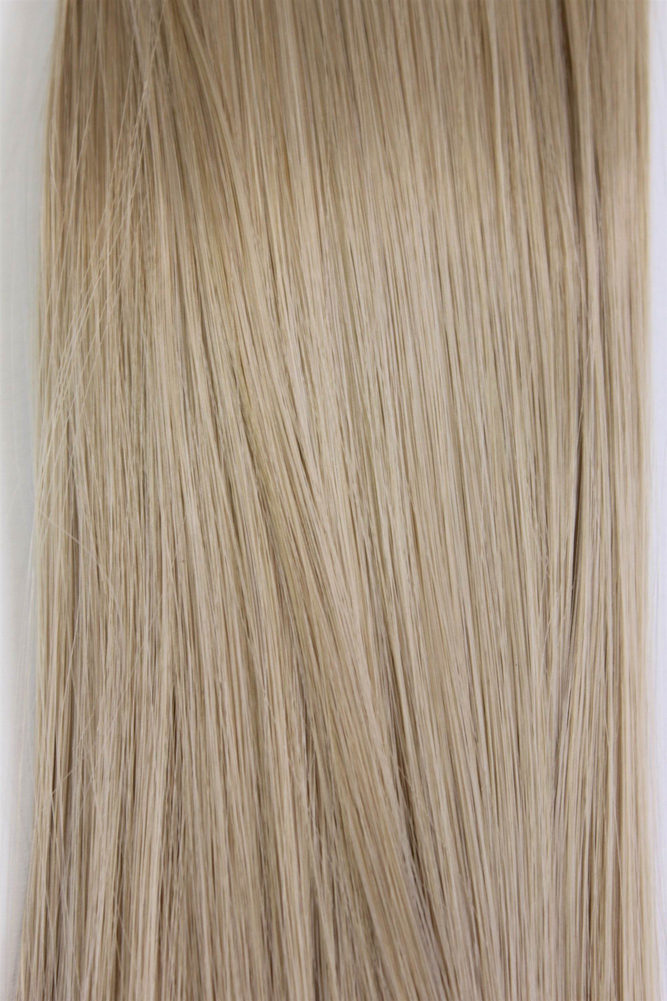 Extensions, light ash blonde, straight, shoulder-length