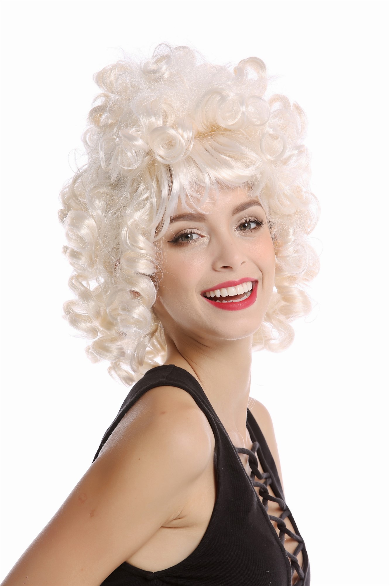Wig Lady Women Halloween Baroque Rococo short teased beehive ringlets whiteish blond Noble Queen, view 4, WIG ME UP: Your Perücken Online Shop Party Wig, Ladies, Blonde, curled, shoulder-length