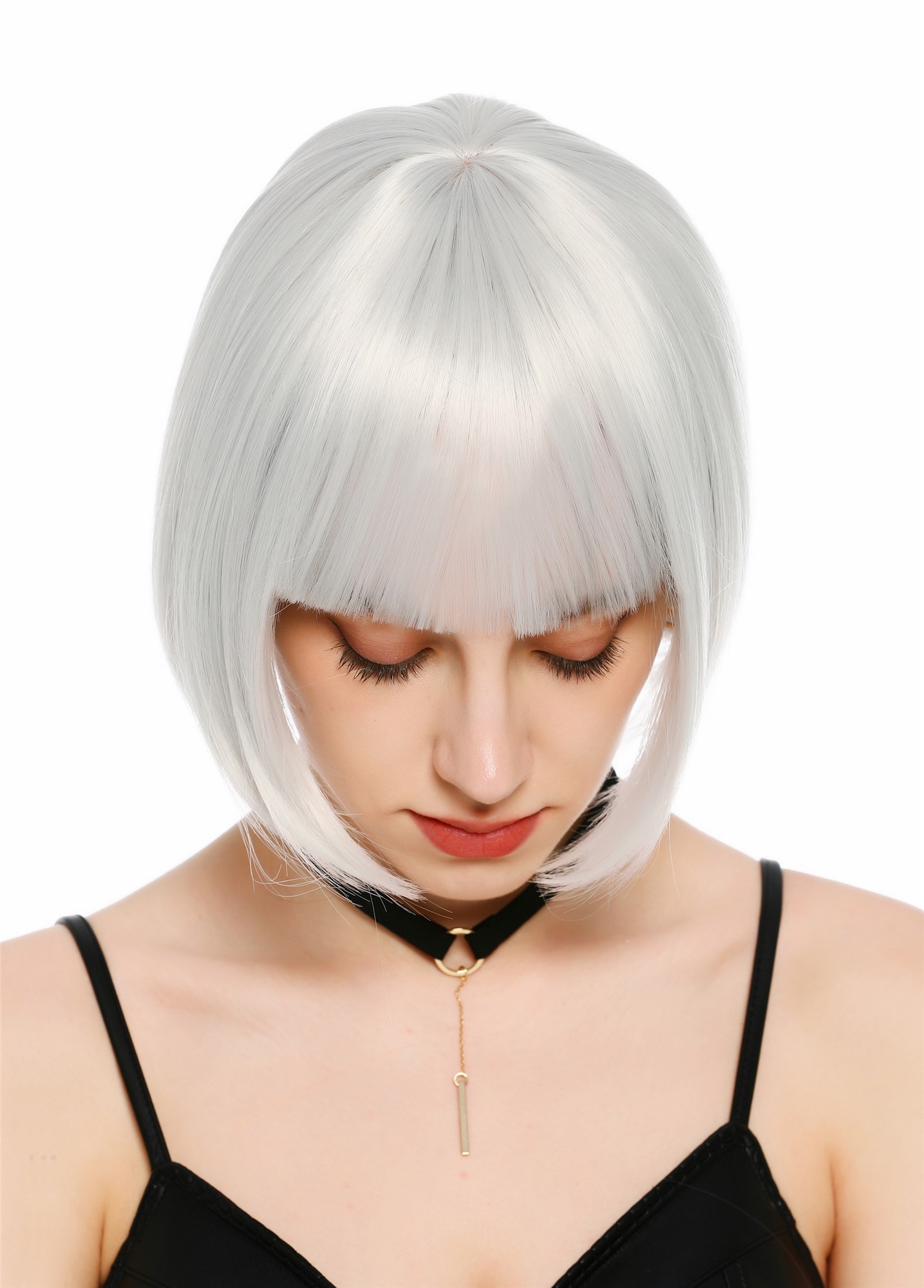Damenperücke kurz Bob Pony glatt Grau Silbergrau SZL0751-DHTSilvergrey
