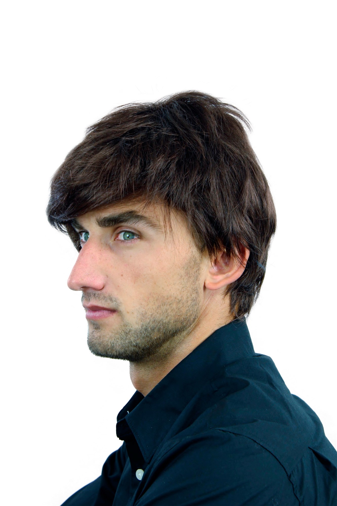 hochwertige Qualitätsperücken, Herrenperücke Scheitel Braun Mix WL-2362-4/33, Ansicht 2, WIG ME UP: Ihr Perücken Online Shop glatte Tressen-Perücke Braun-Mix kurze Haare für Herren