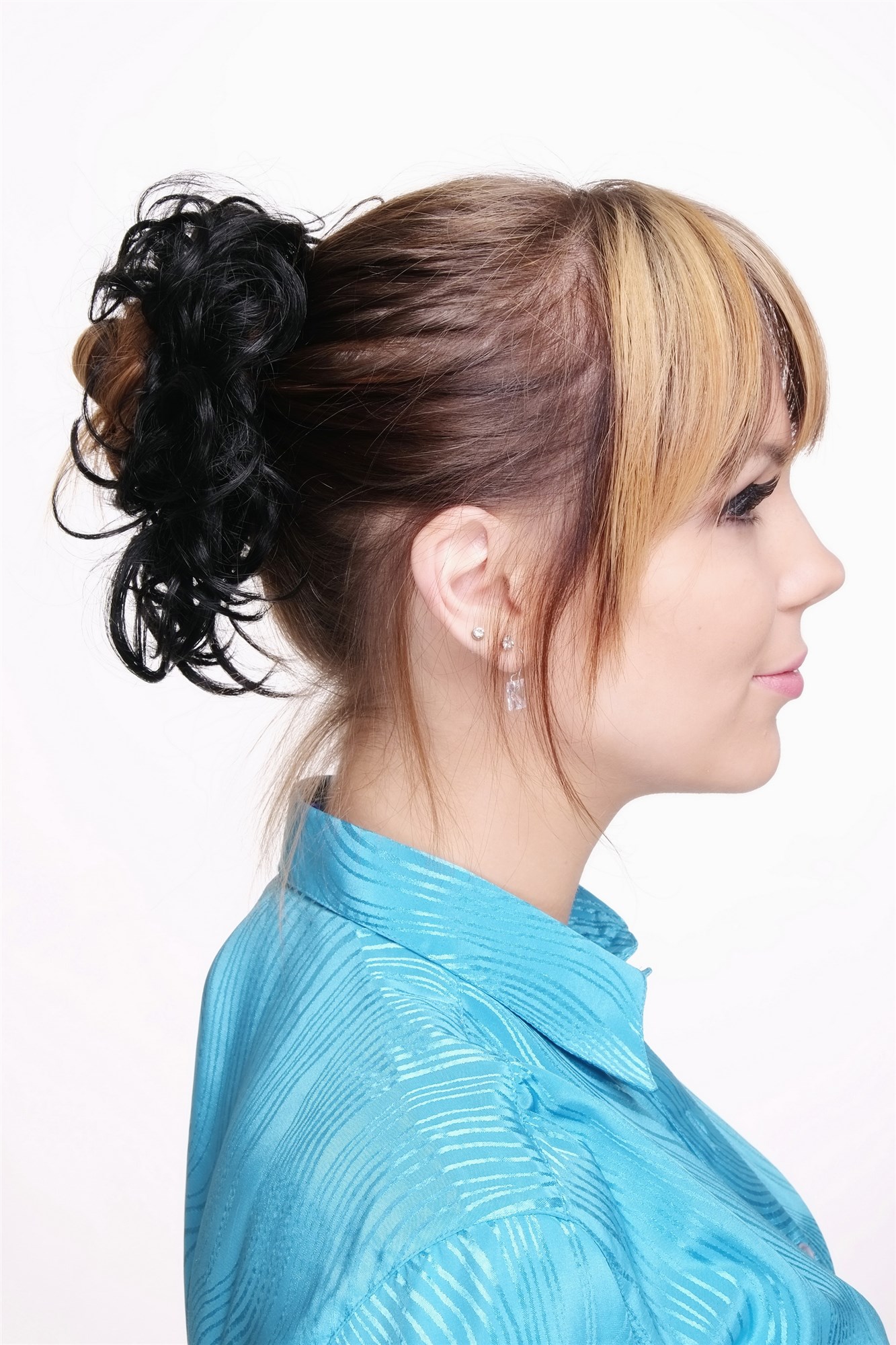 Scrunchie lockig Schwarzbraun 17 cm