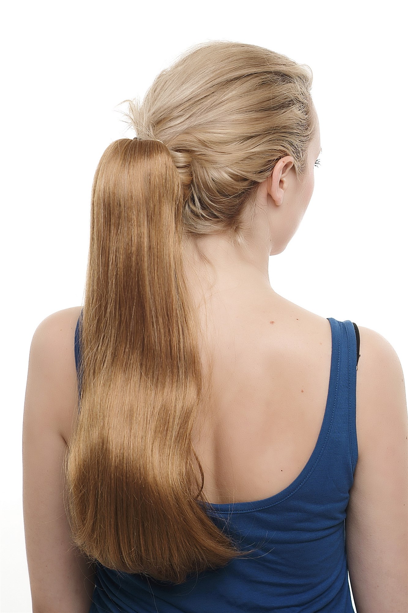 hochwertiges Haarteil Zopf geschwungen lang Dunkelblond SA049-2005, Ansicht 2, WIG ME UP: Ihr Perücken Online Shop glattes Zopf-Haarteil Dunkelblond 50 cm lang