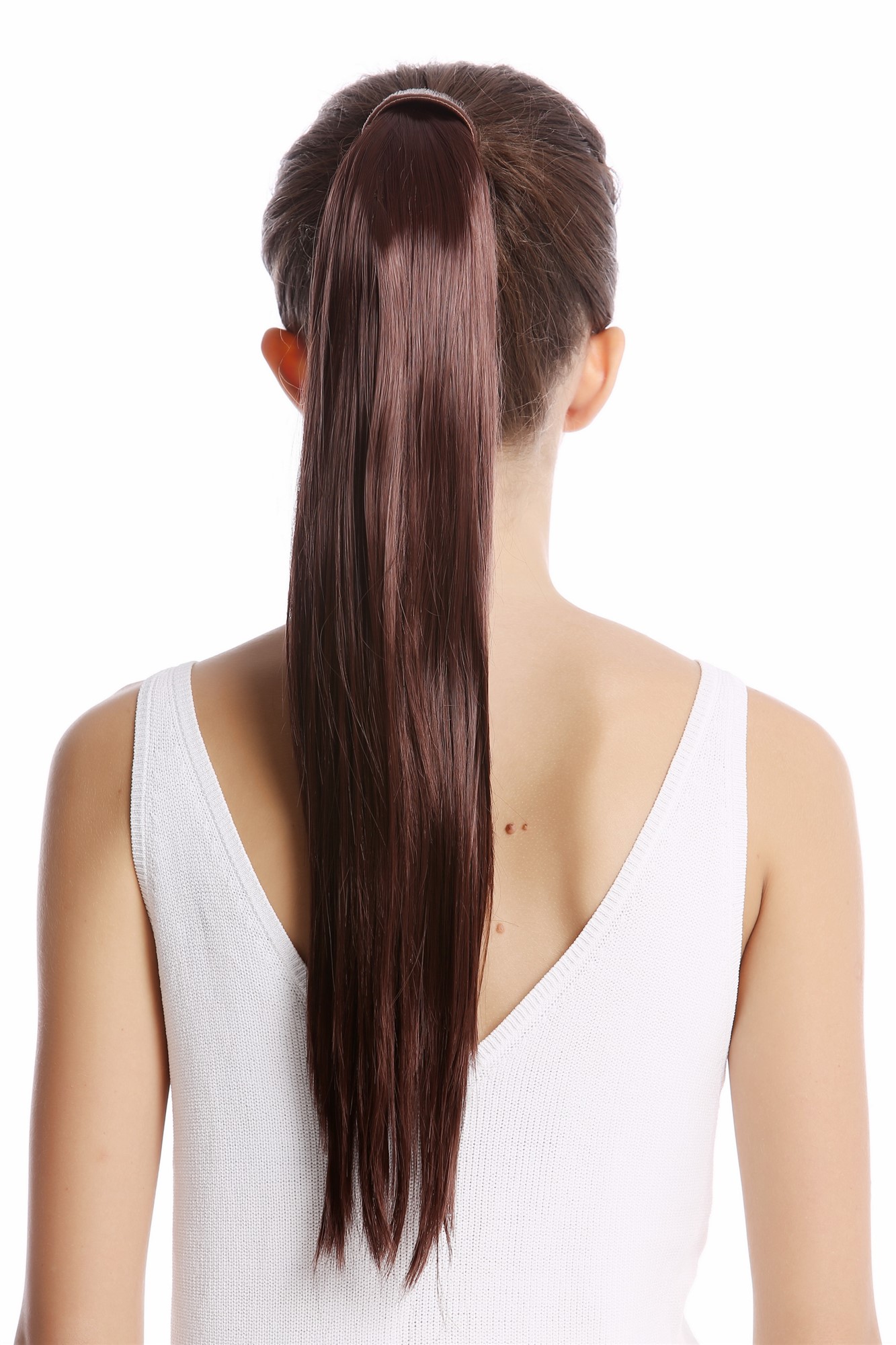 Srosy-33 Hairpiece PONYTAIL with comb and snapwrap long straight mahogany dark auburn 21", view 2, WIG ME UP: Your Perücken Online Shop Ponytails, chestnut, straight, long