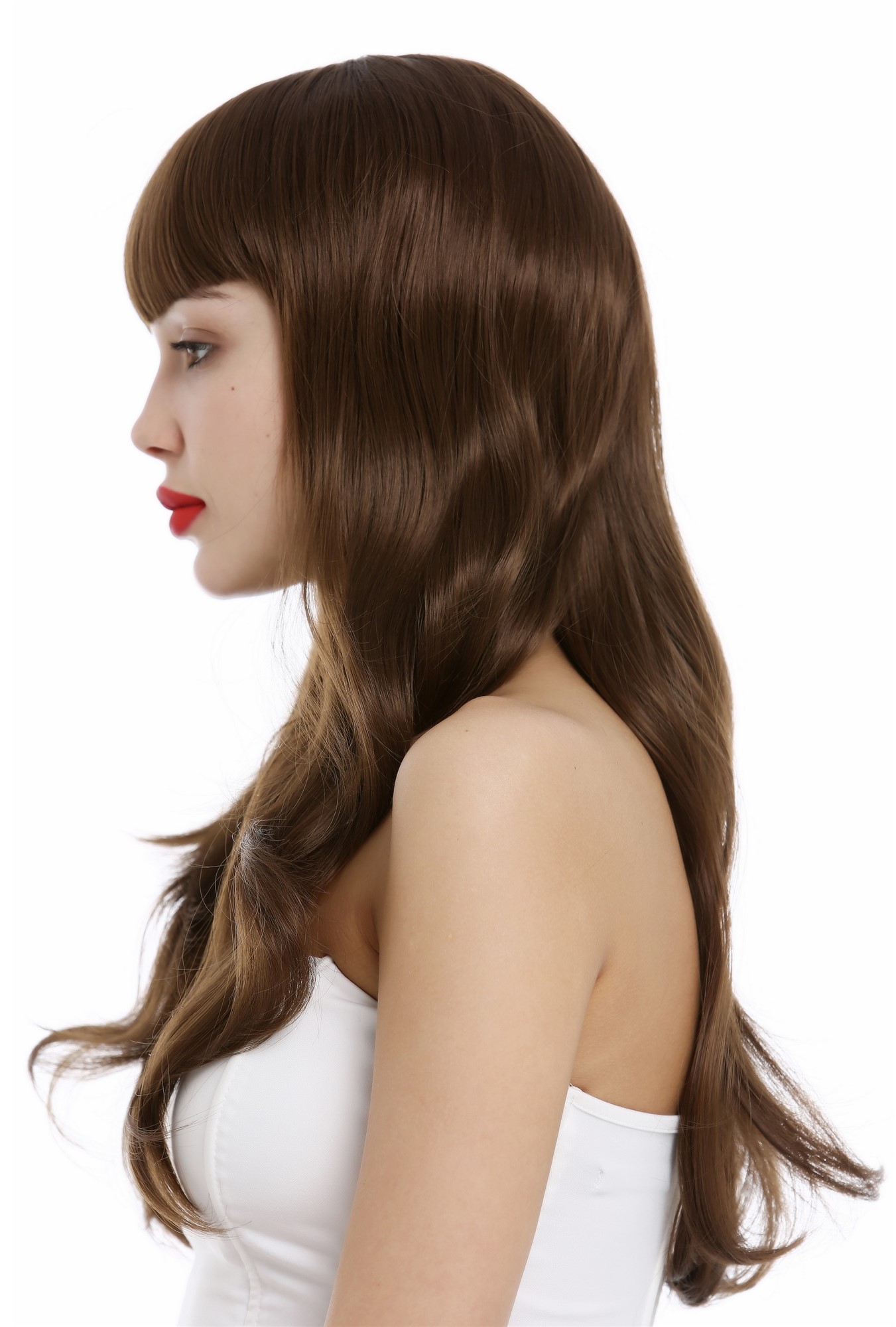 Lady wig long wavy wide bangs 60s vintage retro style medium brown st20120021, view 2, WIG ME UP: Your Perücken Online Shop Quality Wigs, Ladies, medium golden brown, wavy, long