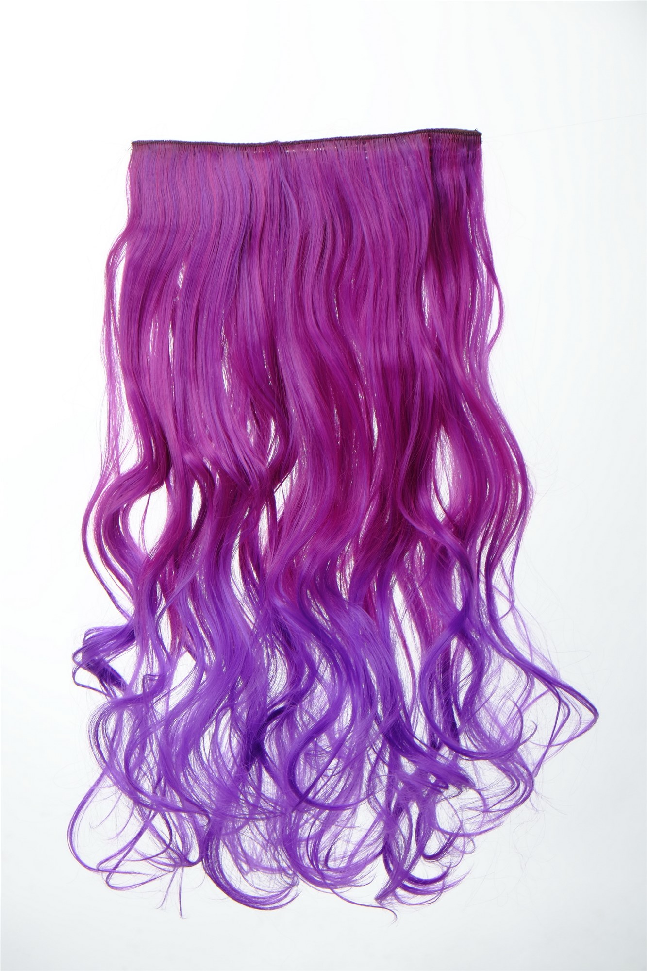 5 Clip-In Extension lockig Ombre Lila Rosa-Neonviolett-Mix YZF-3180P-T2356TT3533, Vorderansicht, WIG ME UP: Ihr Perücken Online Shop lockige Halbperücke Dunkelrosa-Neonviolett-Mix 50 cm lang