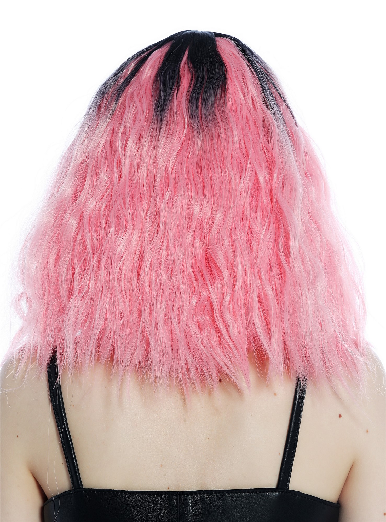 Women's Wig shoulder-length wavy frizzy kinks fringe ombre black pink ZM-1002, view 4, WIG ME UP: Your Perücken Online Shop Quality Wigs, Ladies, black-pink gradient, wavy, shoulder-length