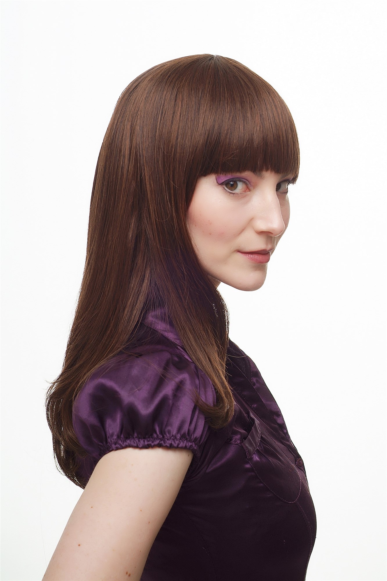 Lady  Wig shoulder length long straight sexy fringe dark brown mix chestnut mahogani 50 cm, view 6, WIG ME UP: Your Perücken Online Shop Quality Wigs, Ladies, black-brown-copper brown, straight, long