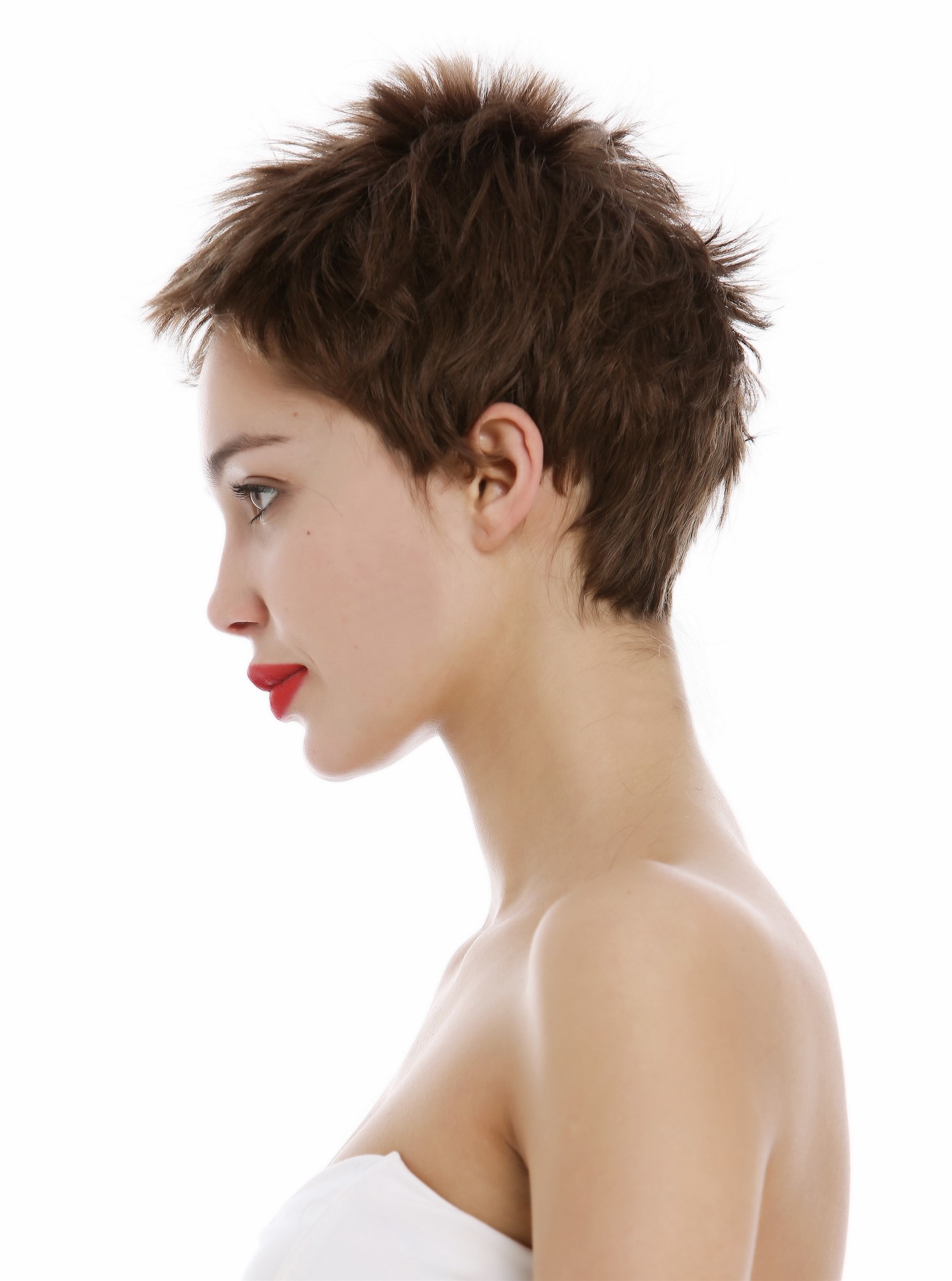 Wig Human Hair Women Men short frayed spiky 80s Pixie micro fringe brown  M276HH, view 3, WIG ME UP: Your Perücken Online Shop Quality Wigs, Ladies, medium ash brown, straight, short