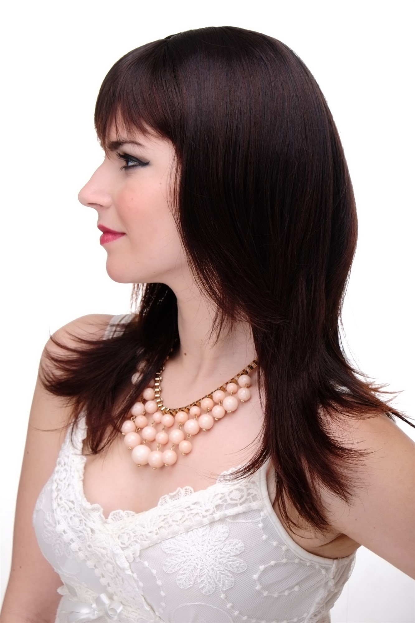 Lady wig medium length fringe parted to side straight layered mahogany mix 3003, view 2, WIG ME UP: Your Perücken Online Shop Quality Wigs, Ladies, black-brown-mahogany brown mix, straight, long