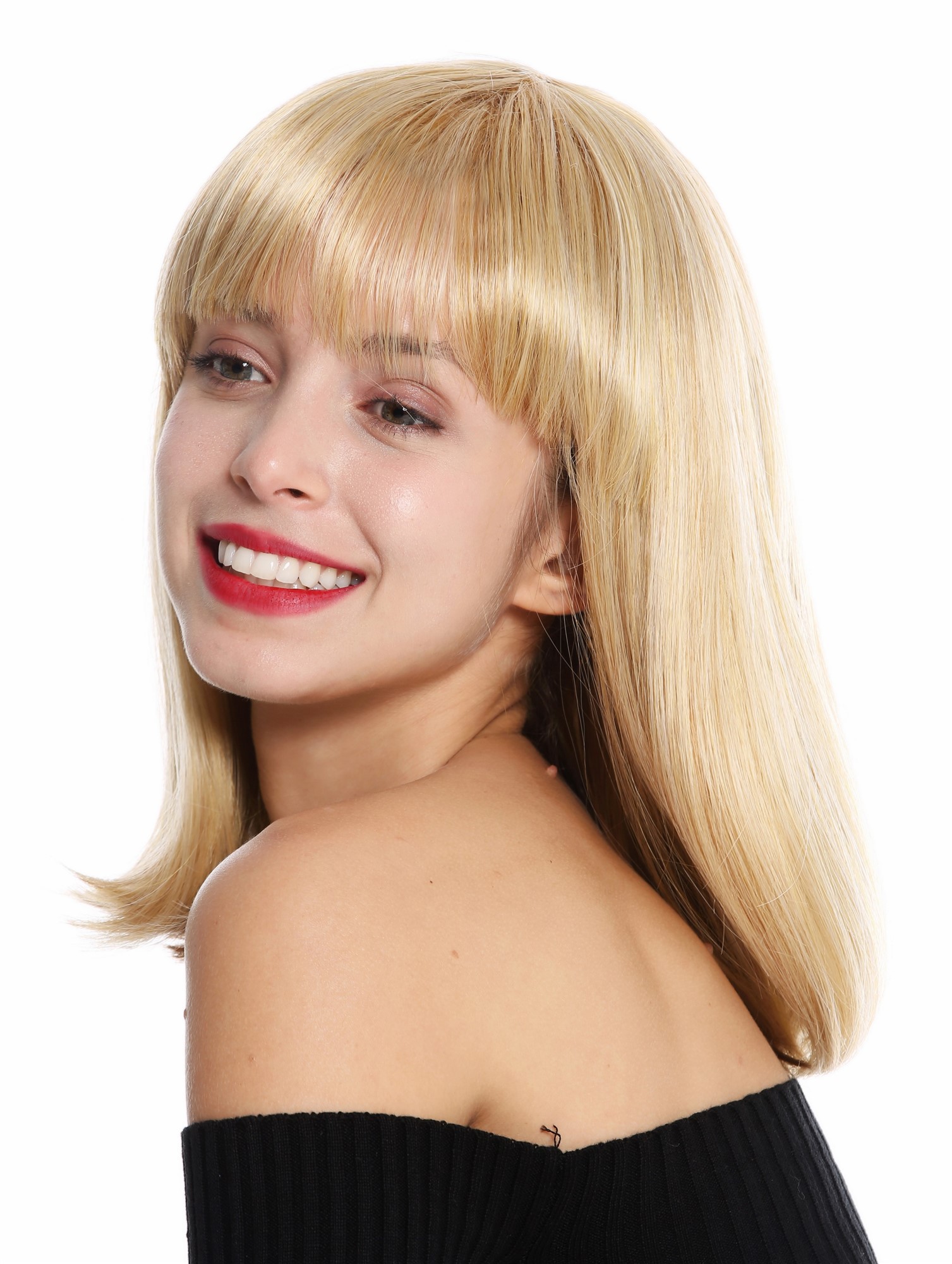 Quality Wigs, Ladies, golden blonde-red blonde mix, straight, shoulder-length