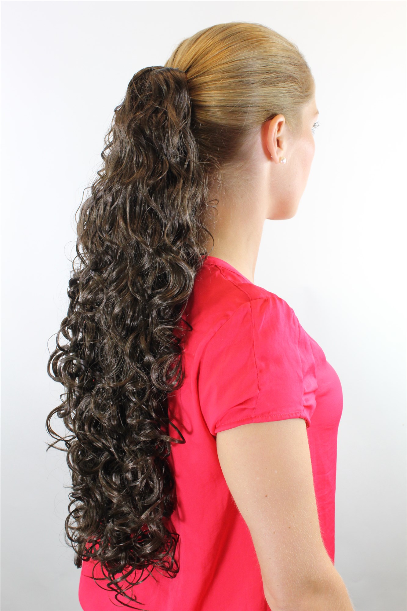 T-10-6 Ponytail Hairpiece extension very long curled curls voluminous claw clamp brown 25", view 2, WIG ME UP: Your Perücken Online Shop Ponytails, Brown, curled, long