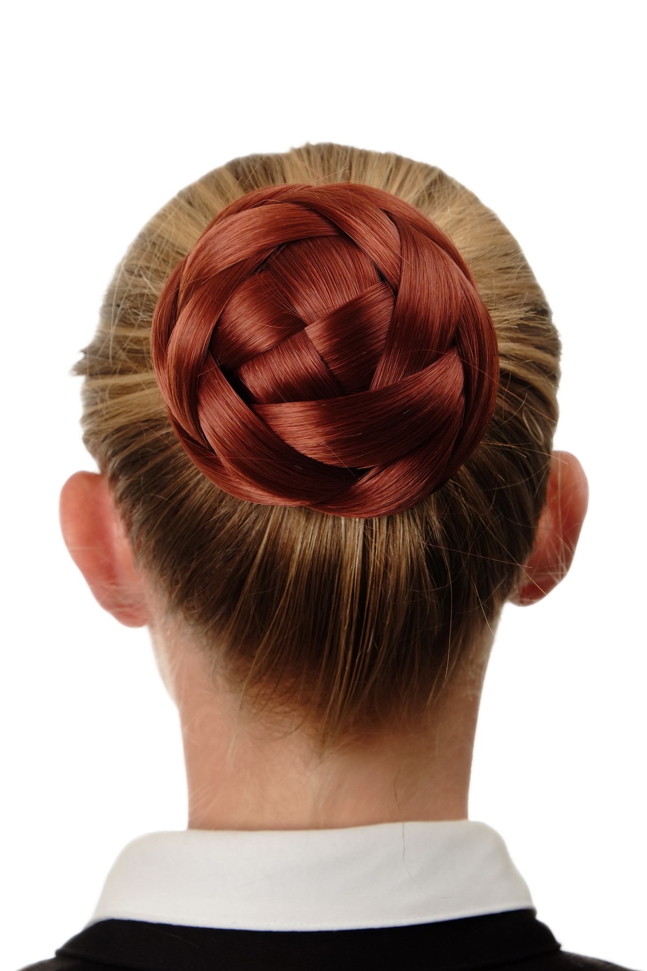 Haarknoten Haarteil Dutt geflochten Kupferrot Q399D-350, Vorderansicht, WIG ME UP: Ihr Perücken Online Shop geflochtener Dutt Haarteil Kupferrot