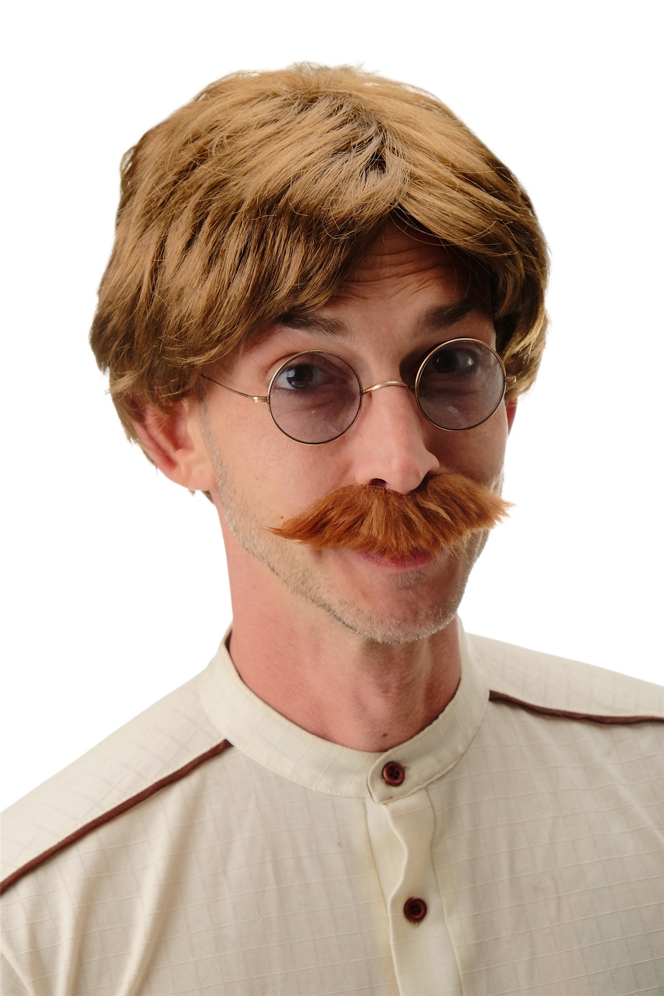 Wig & Mustache brown Halloween Gentleman Georgian Victorian Soldier General 4129, front view, WIG ME UP: Your Perücken Online Shop Party Wig, Men, Brown, straight, short